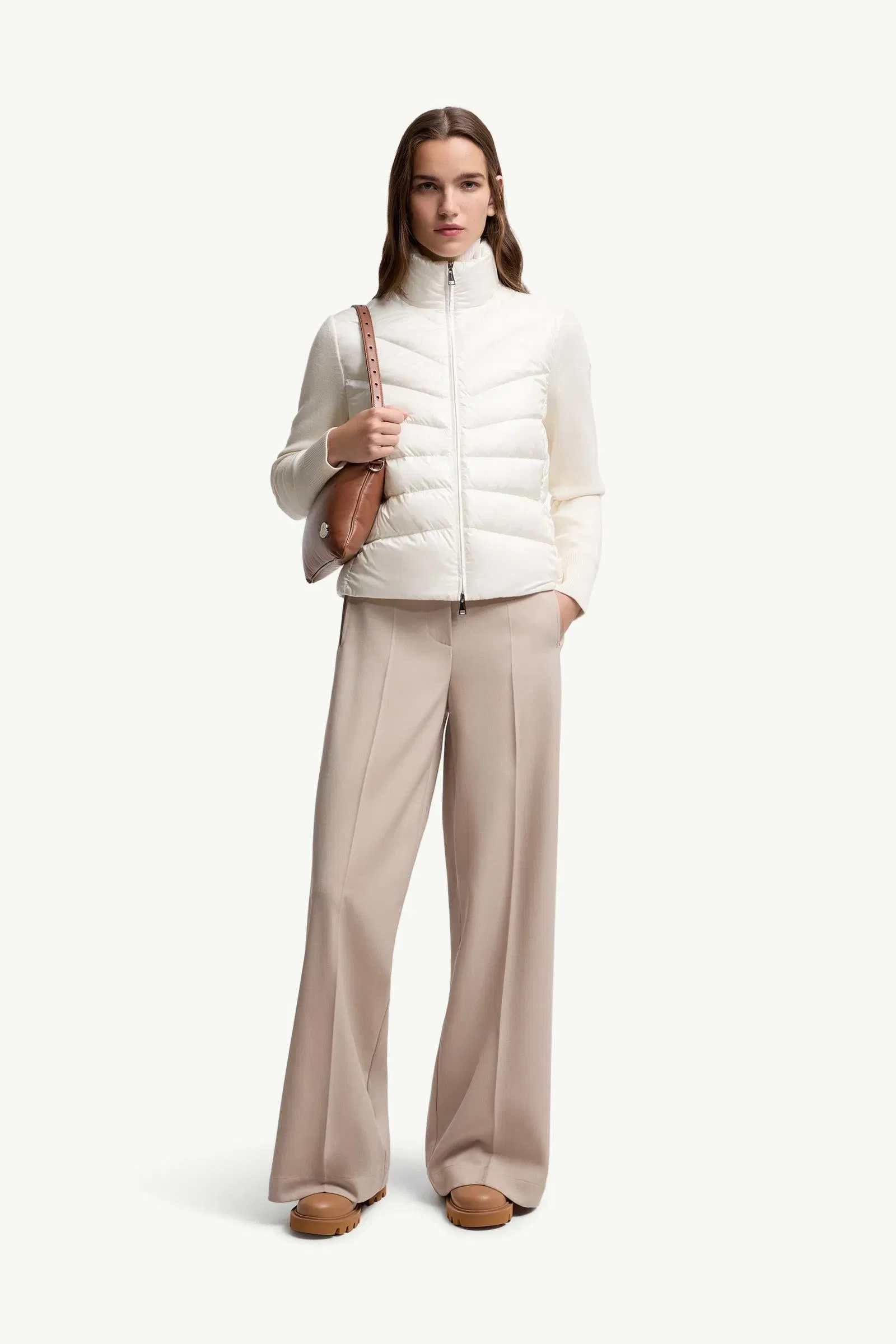 Moncler Padded Wool Zip-Up Cardigan White White