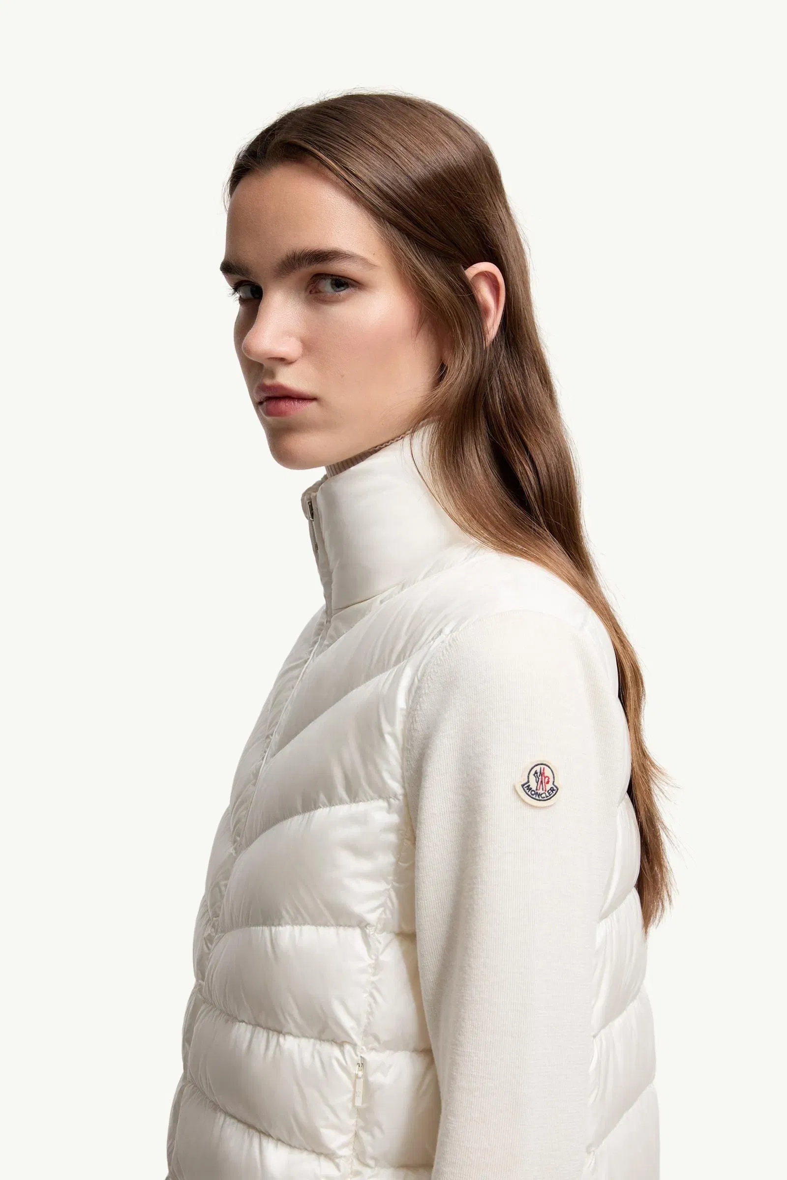 Moncler Padded Wool Zip-Up Cardigan White White