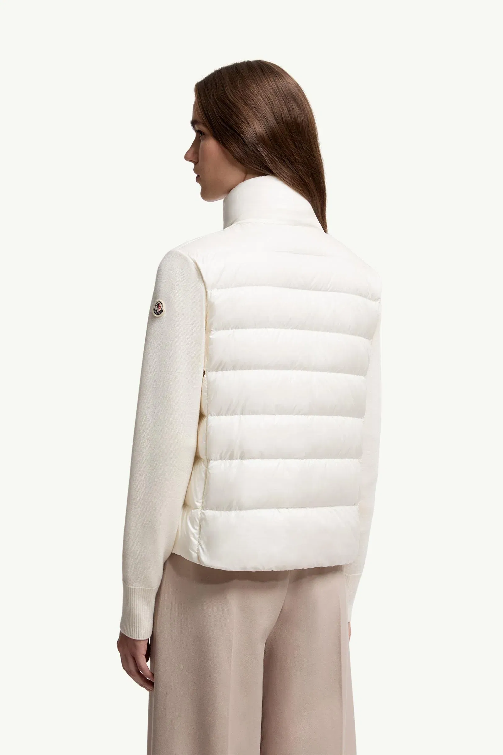 Moncler Padded Wool Zip-Up Cardigan White White