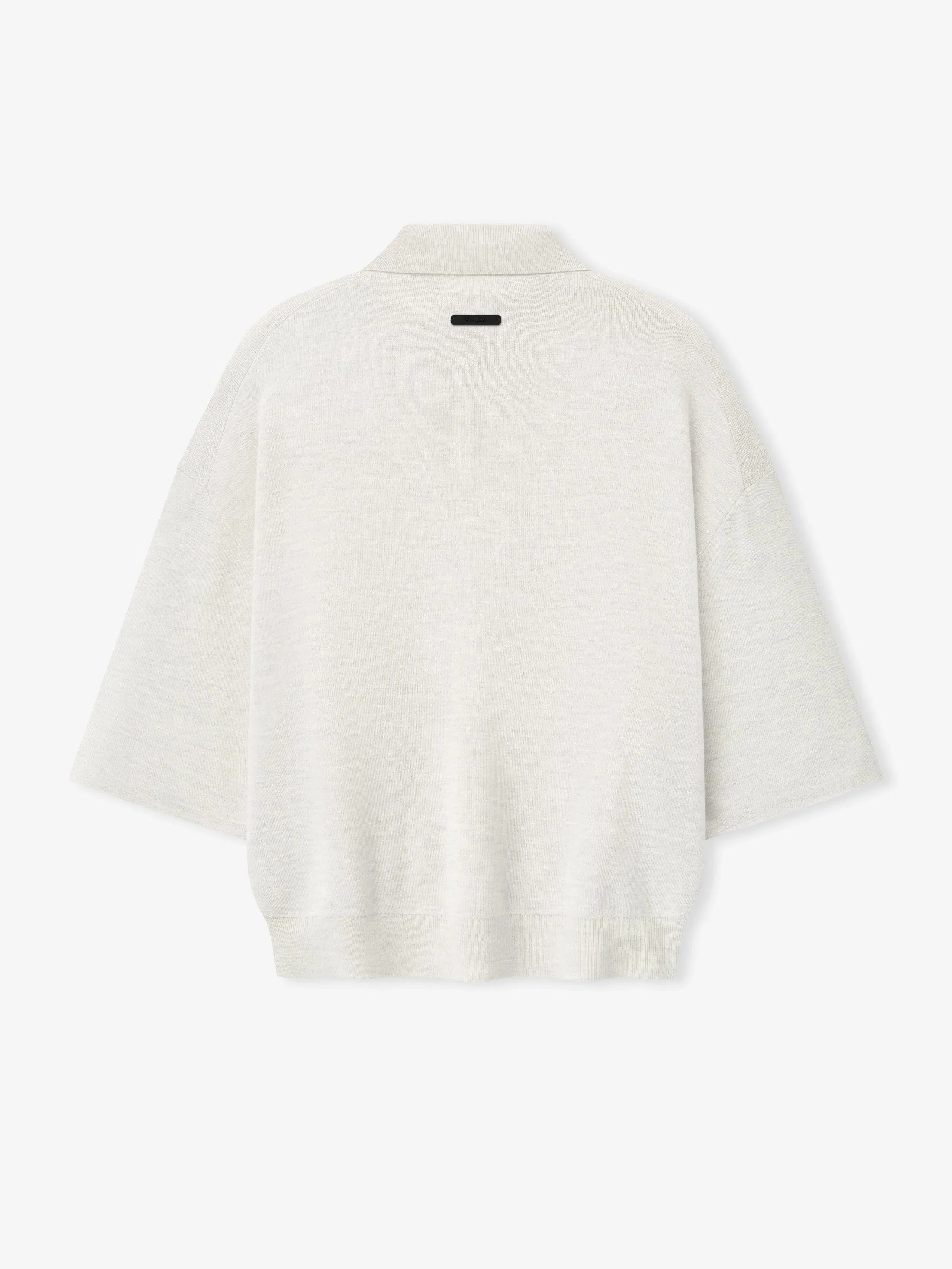 Essentials Signature 3/4 Sleeve 90S Knit Polo Oatmeal Heather