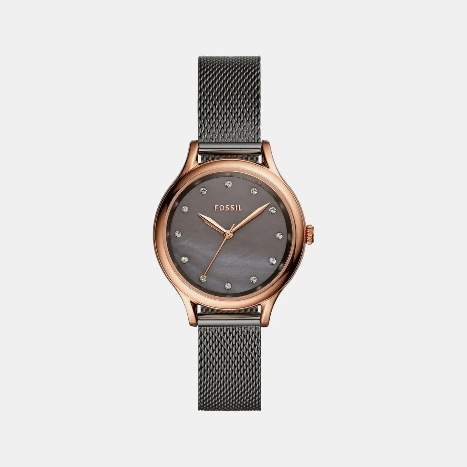 Fossil Laney Women Quartz Mother Of Pearl Dial Analog Mesh Watch Bq3393