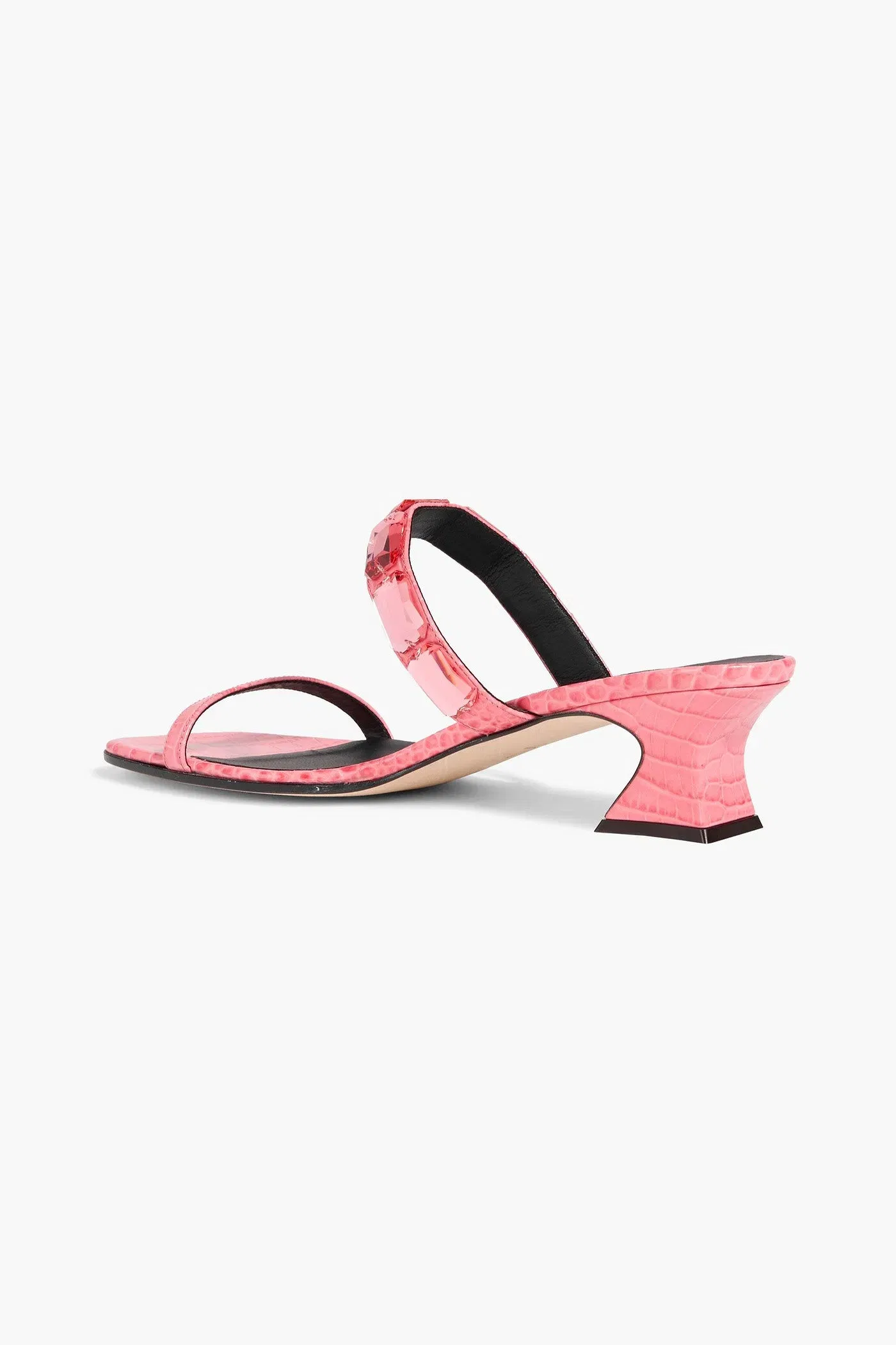 Giuseppe Zanotti Flaminia Square 45 Crystal-Embellished Croc-Effect Leather Mules Pink Women's