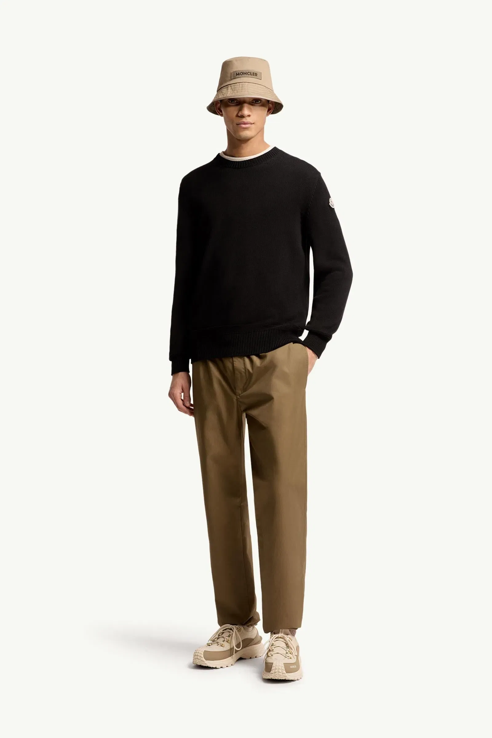 Moncler Logo Patch Cotton Sweater Black Black