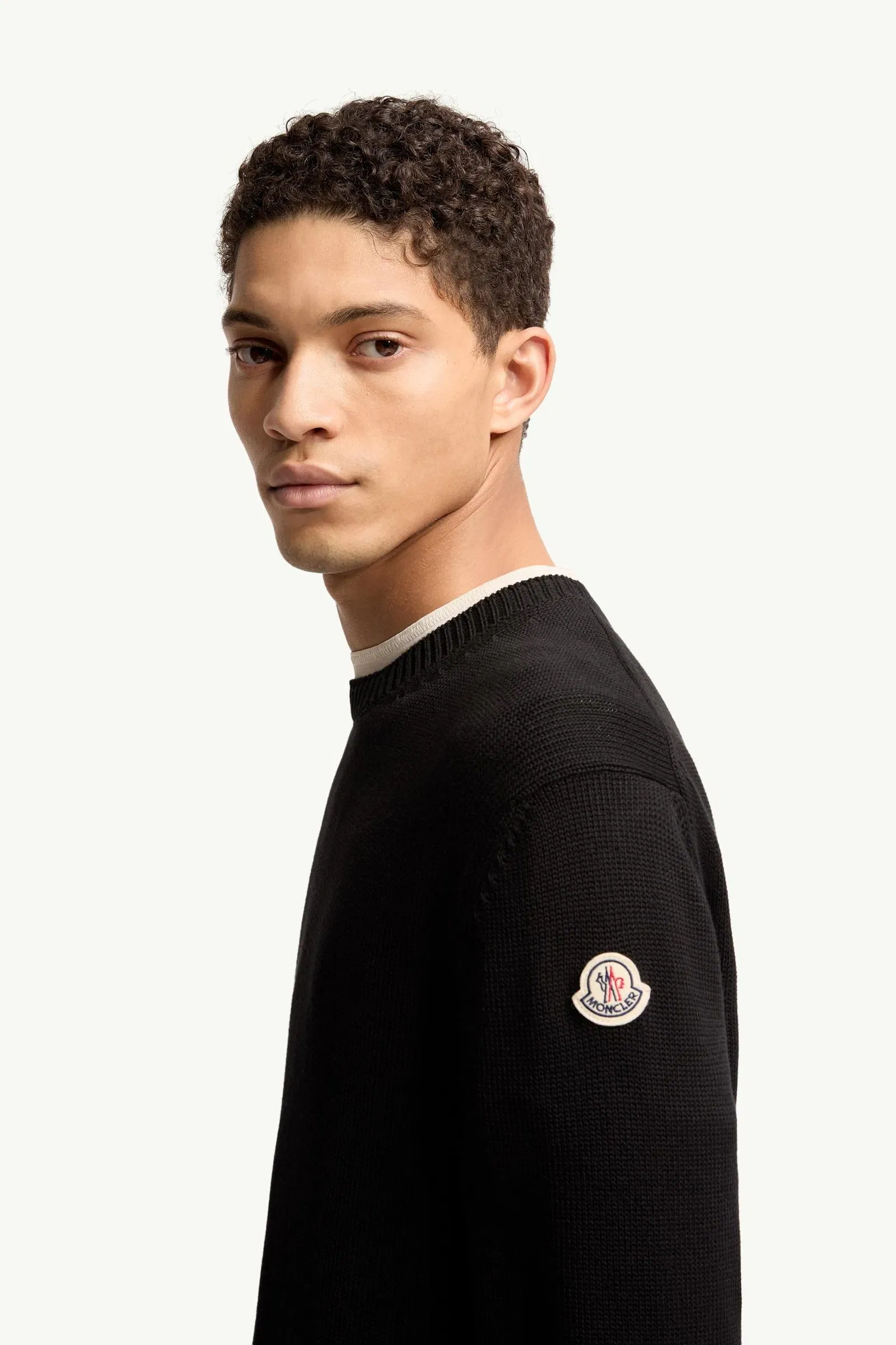 Moncler Logo Patch Cotton Sweater Black Black