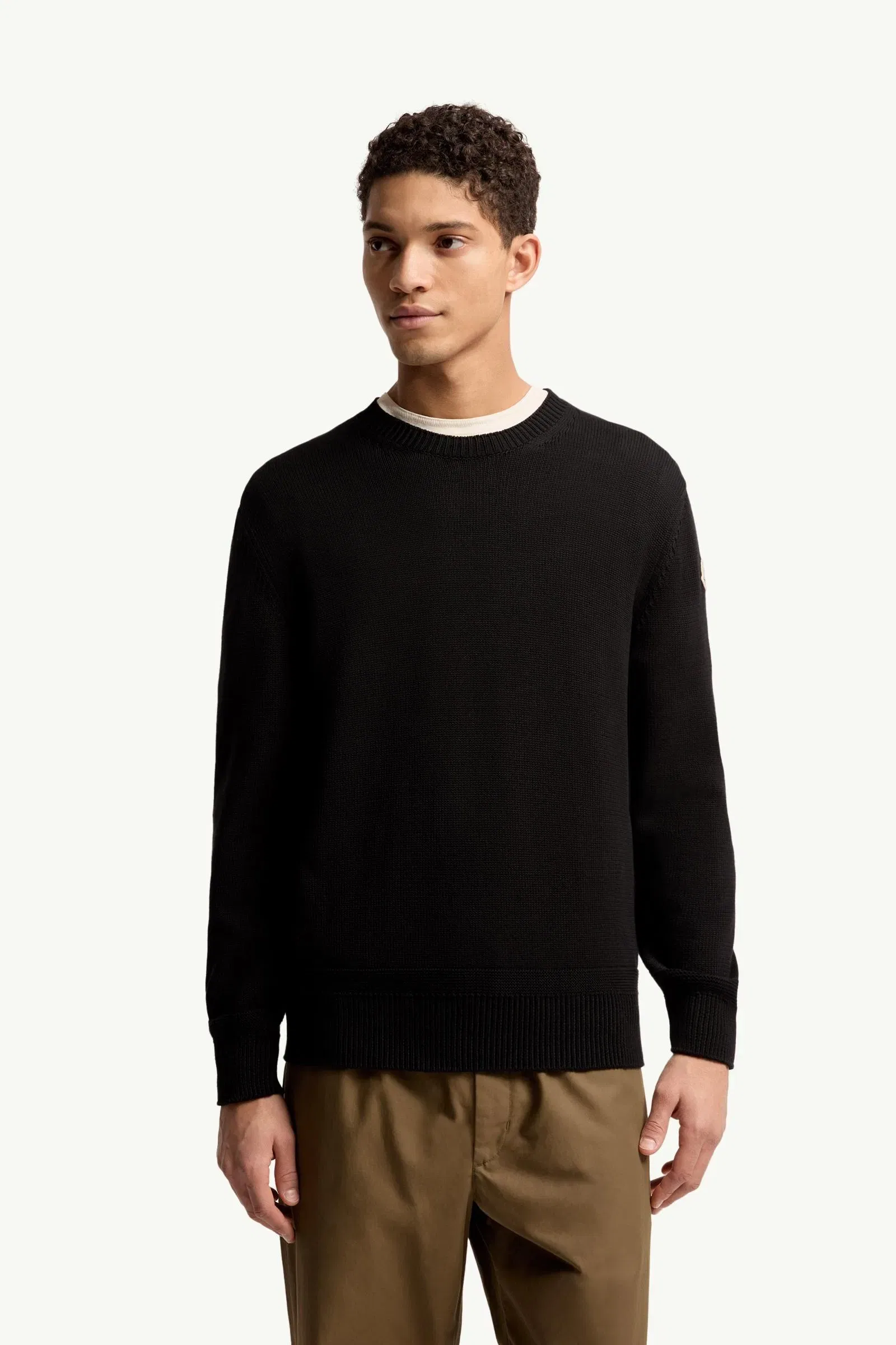 Moncler Logo Patch Cotton Sweater Black Black