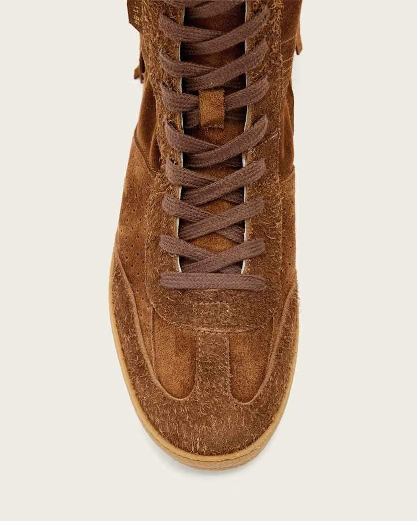 AllSaints Louise Suede Fringe Sneakers Women's Tan Brown Women's