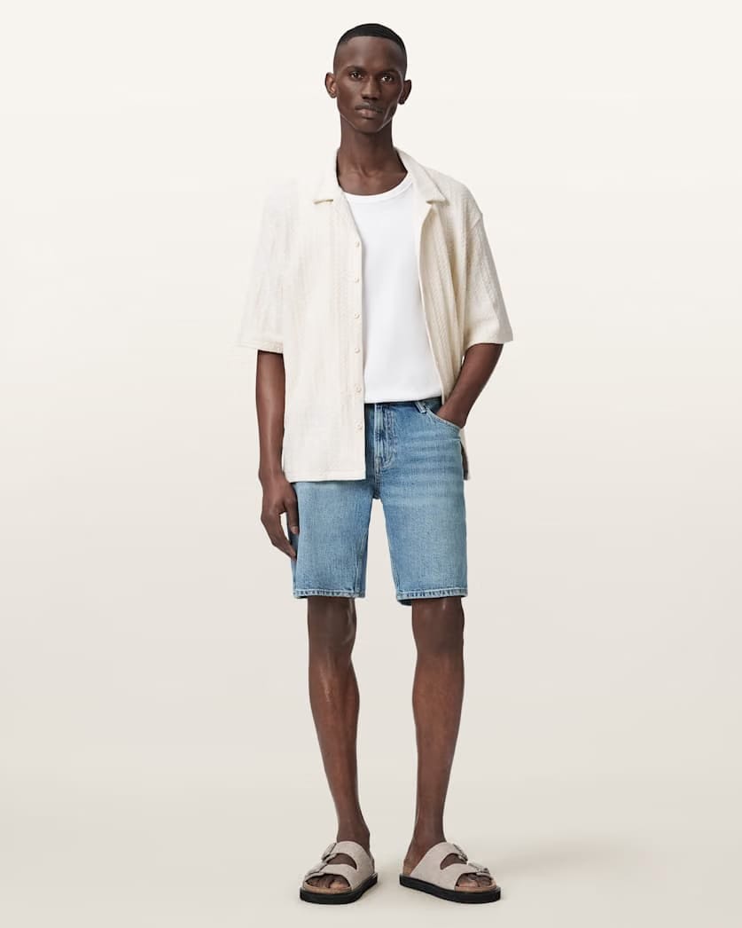 AllSaints Switch Slim Fit Denim Shorts Light Indigo