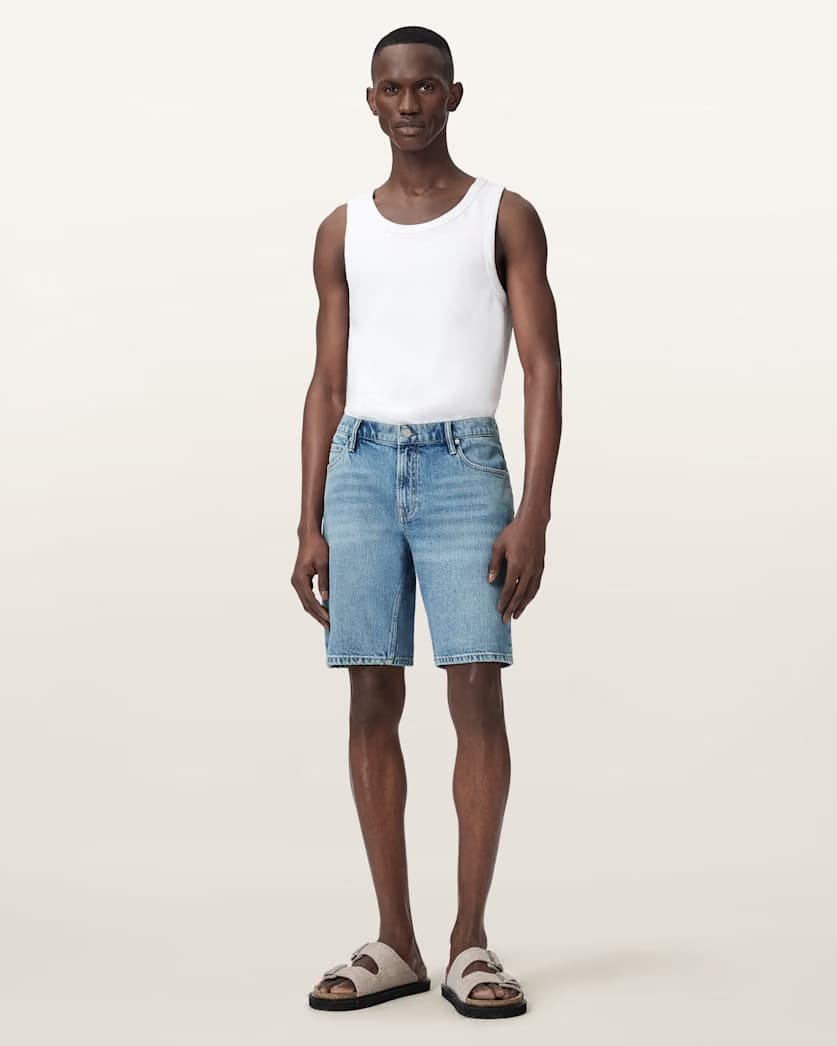 AllSaints Switch Slim Fit Denim Shorts Light Indigo