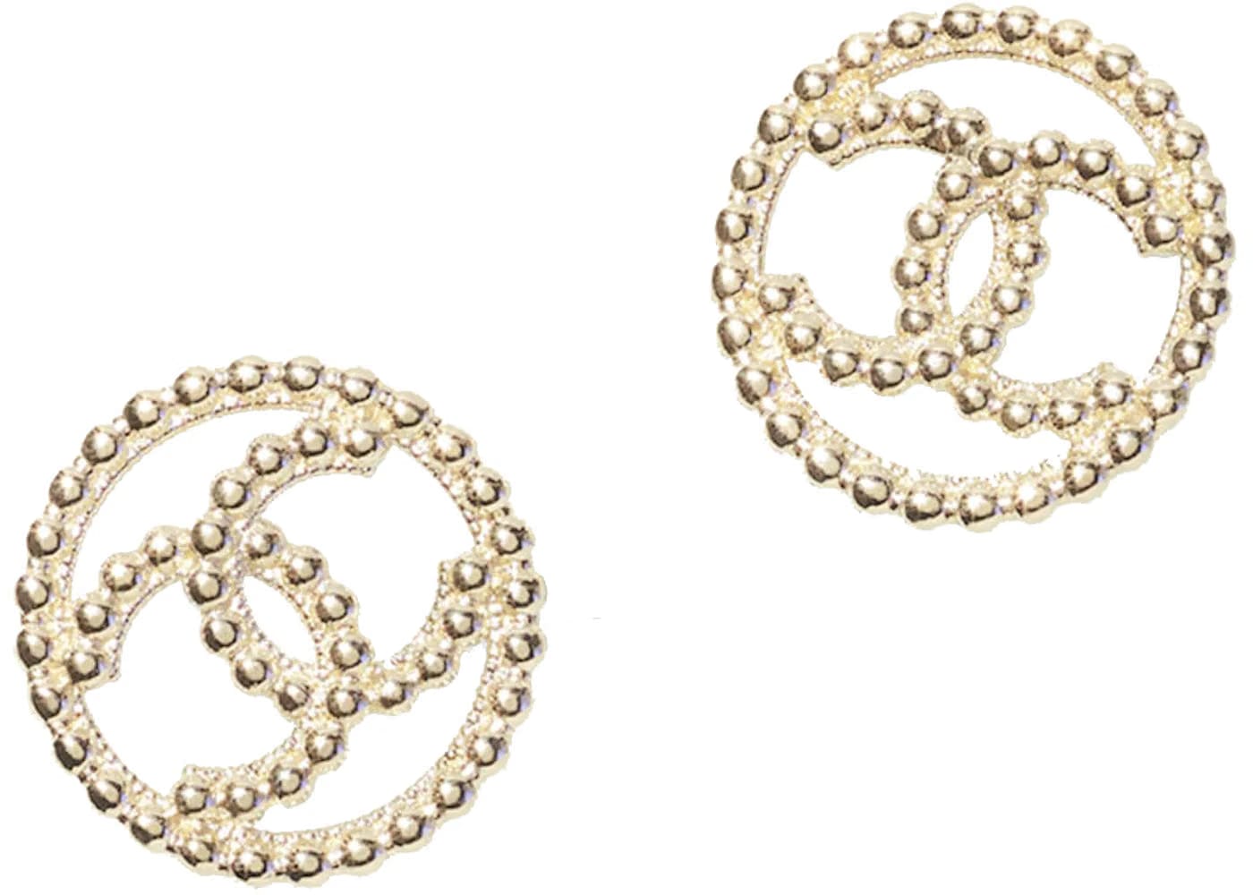 Chanel Gold Metal Logo Earrings Gold