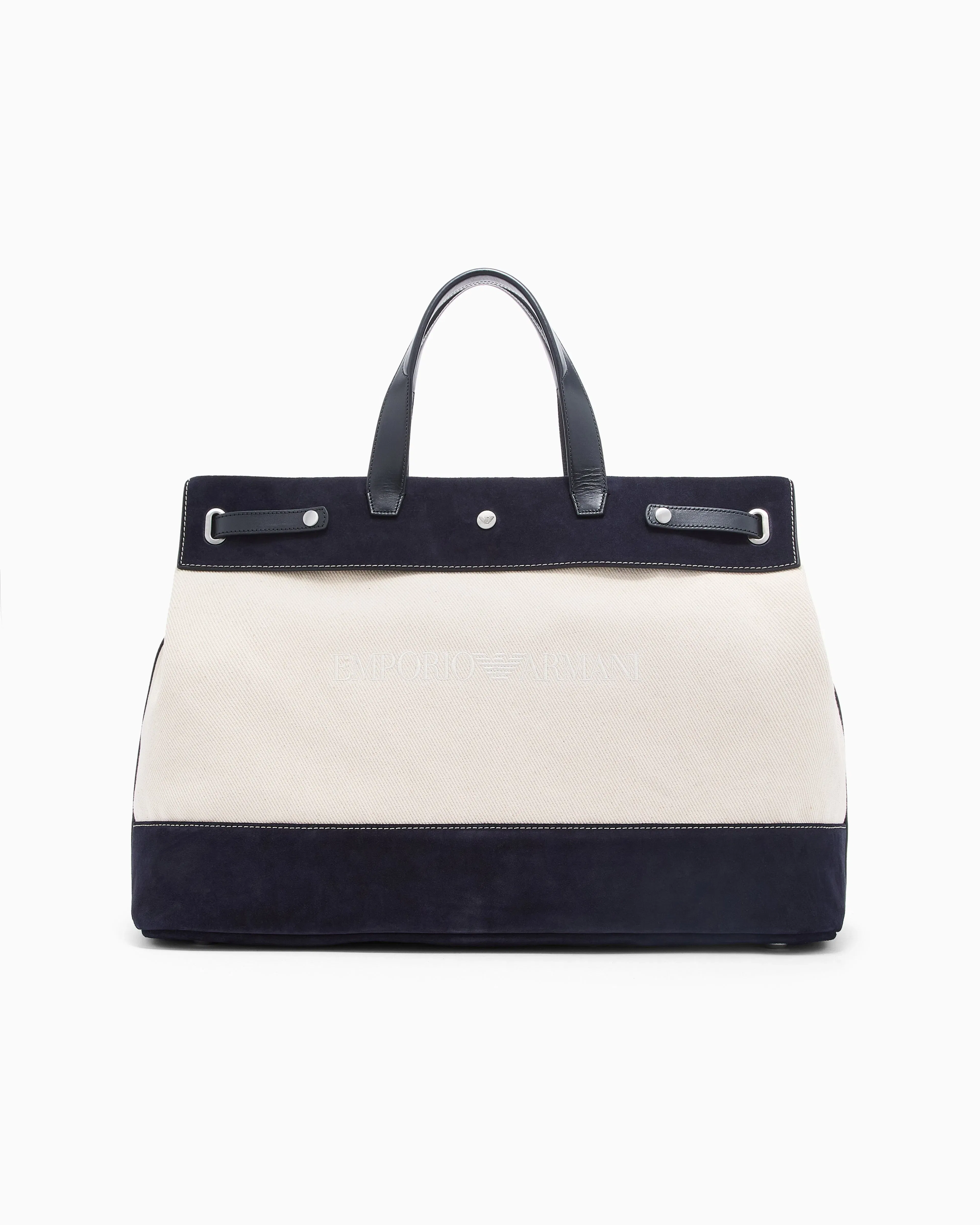 Emporio Armani Canvas shopper bag with leather details