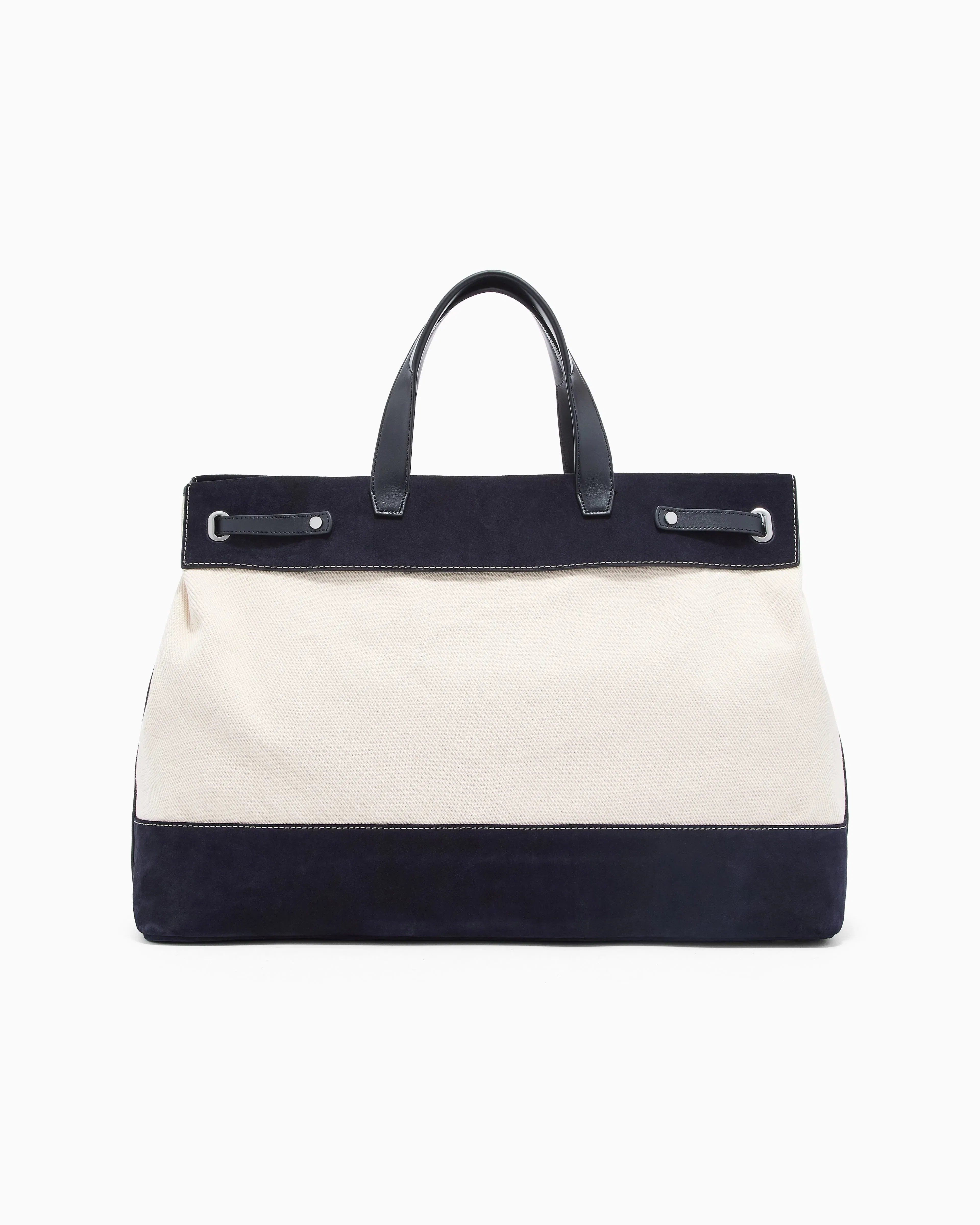 Emporio Armani Canvas shopper bag with leather details