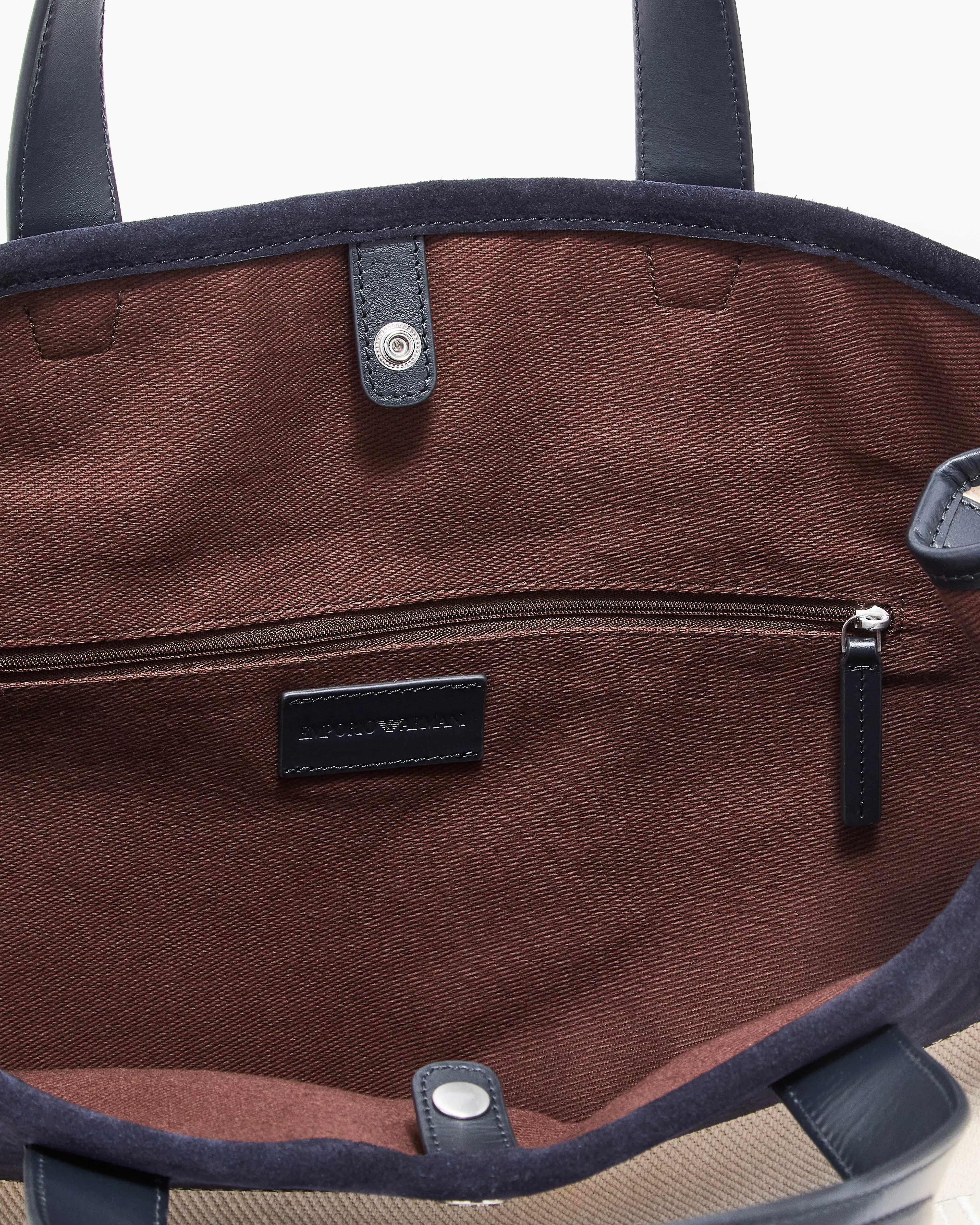 Emporio Armani Canvas shopper bag with leather details