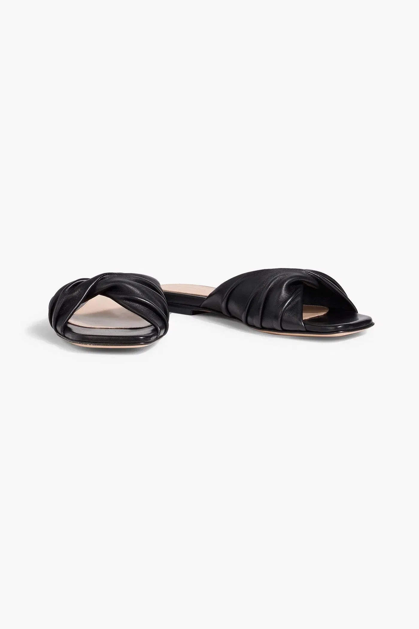 Gianvito Rossi Selene Twisted Leather Slides Black Women's