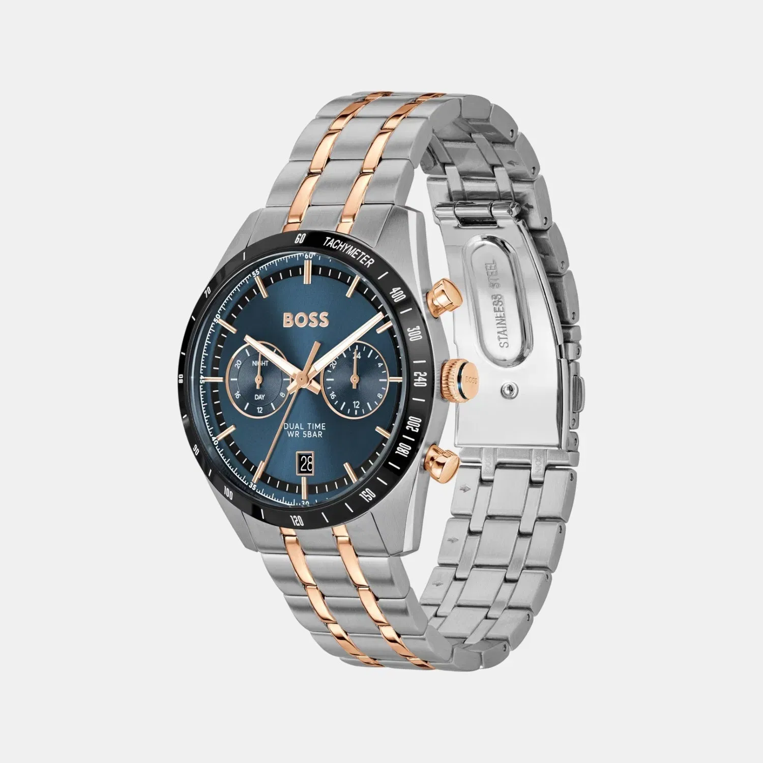 Boss Tourmaster Men Quartz Blue Dial Multi-Function Stainless Steel Watch 1514288