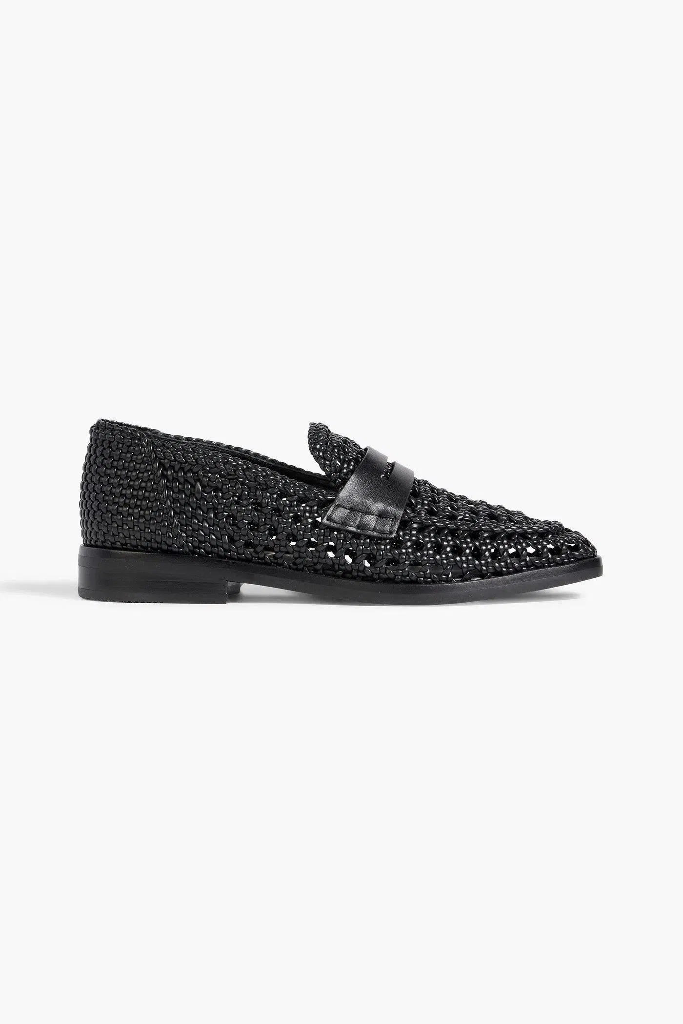 3.1 Phillip Lim Woven Leather Loafers Black Women's