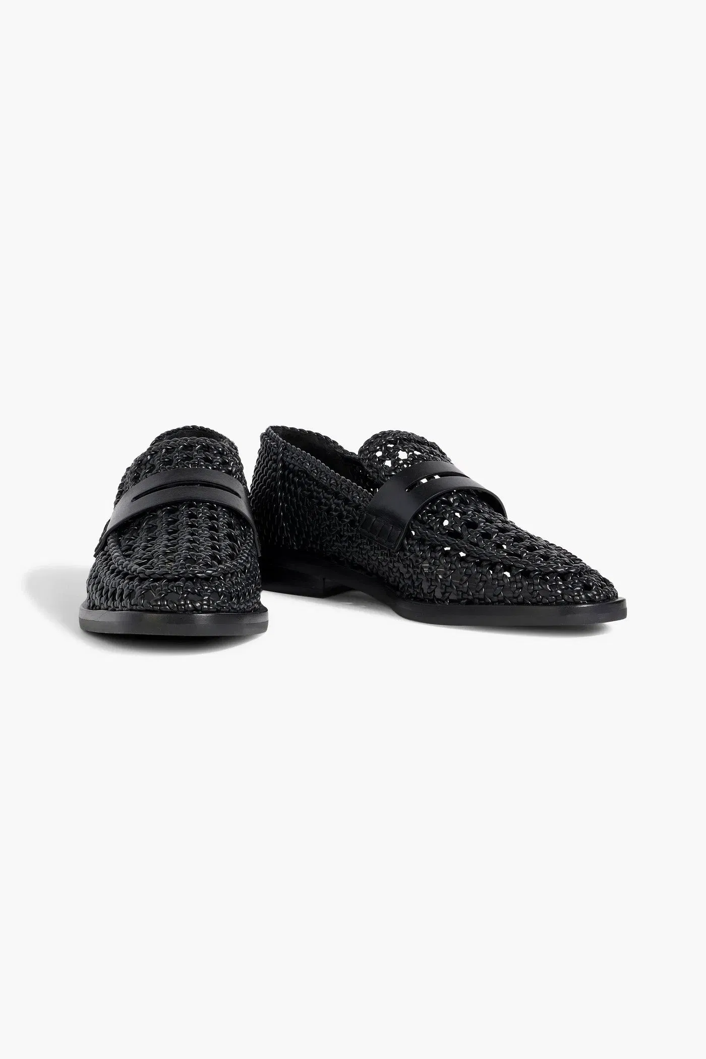 3.1 Phillip Lim Woven Leather Loafers Black Women's