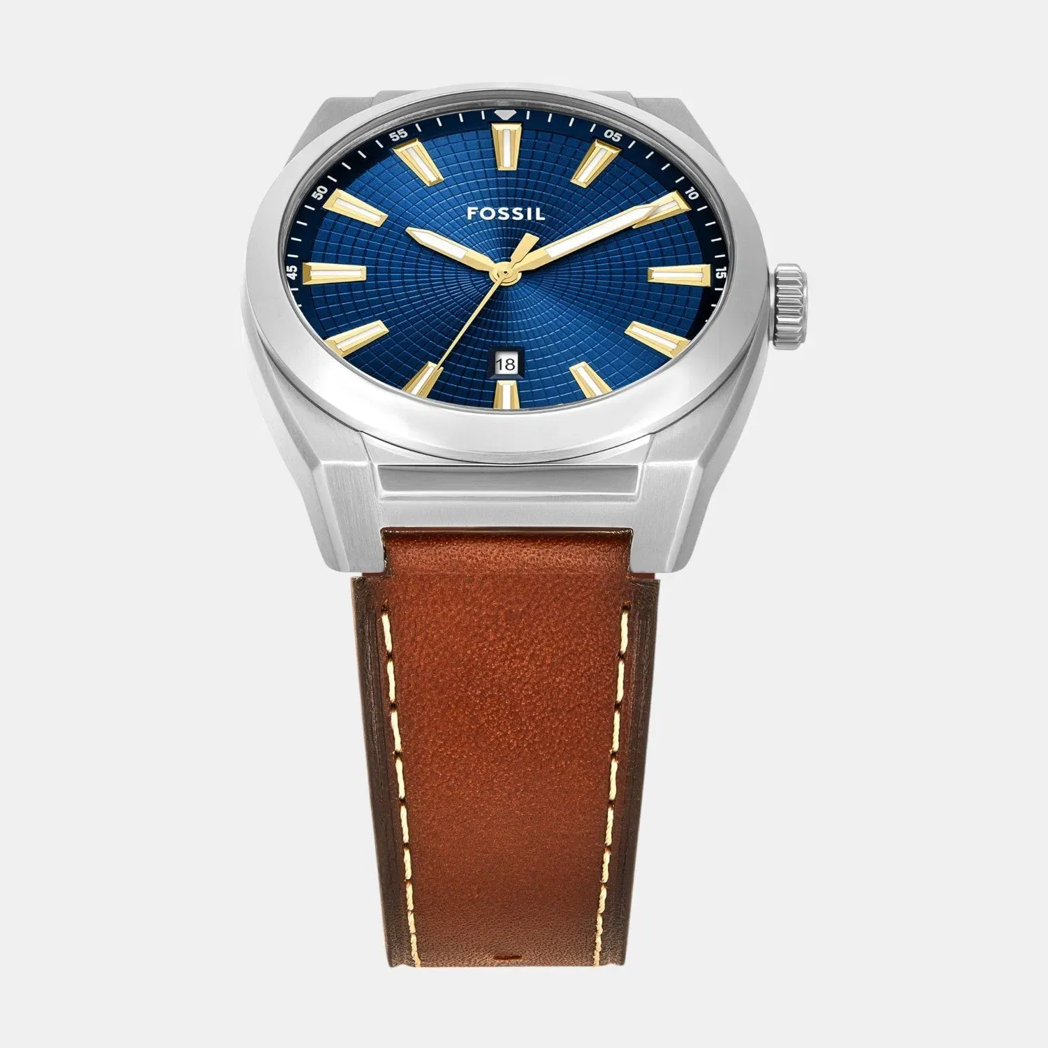 Fossil Men Quartz Blue Dial Analog Leather Watch Fs6115