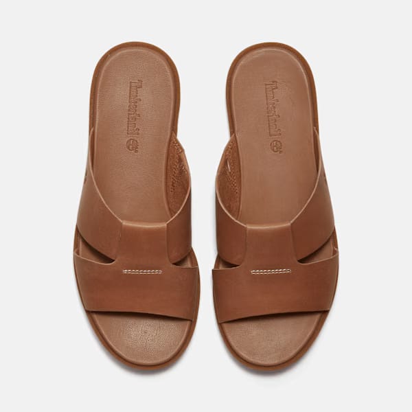 Timberland Calista Bay Slide Sandal Brown Full-Grain Women'S