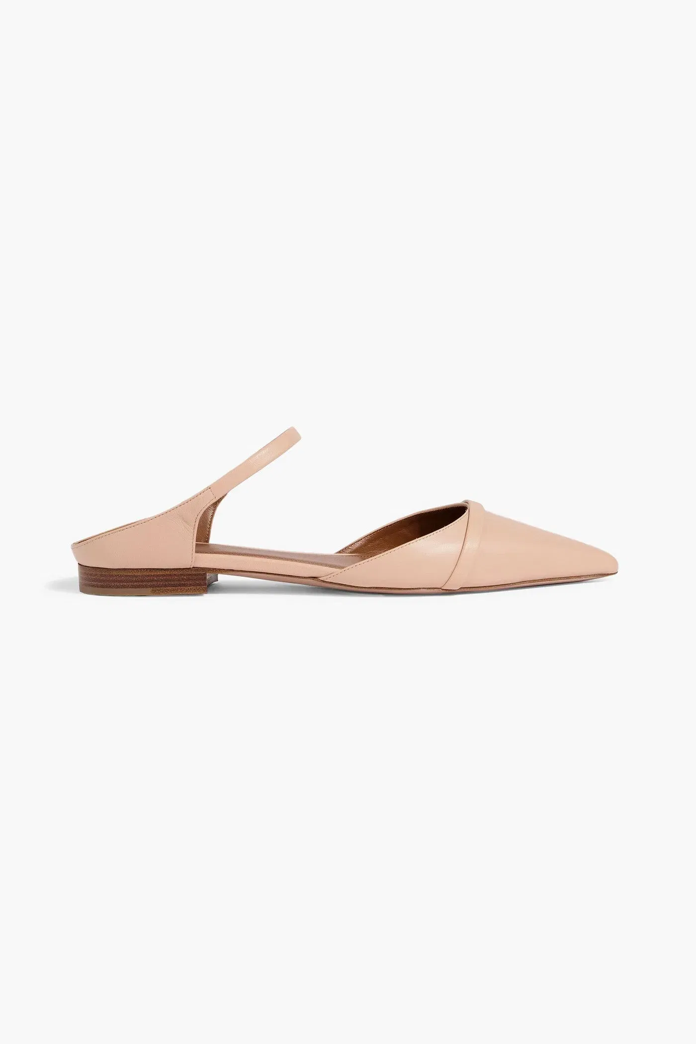 Malone Souliers Uma Leather Point-Toe Flats Blush Women's
