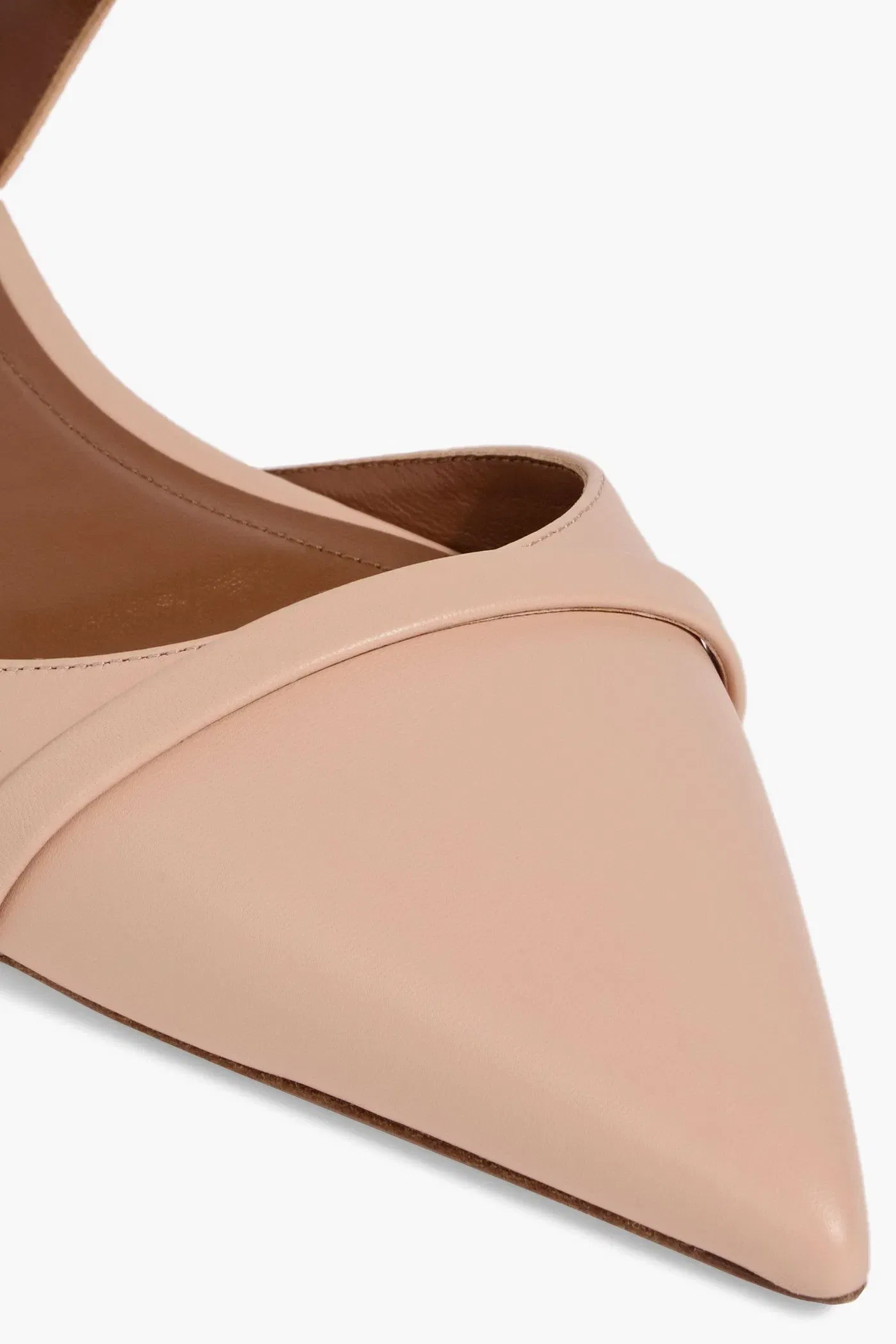 Malone Souliers Uma Leather Point-Toe Flats Blush Women's