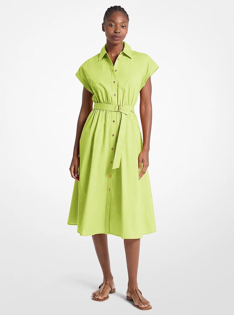 Michael Kors Cotton Poplin Midi Dress LIME