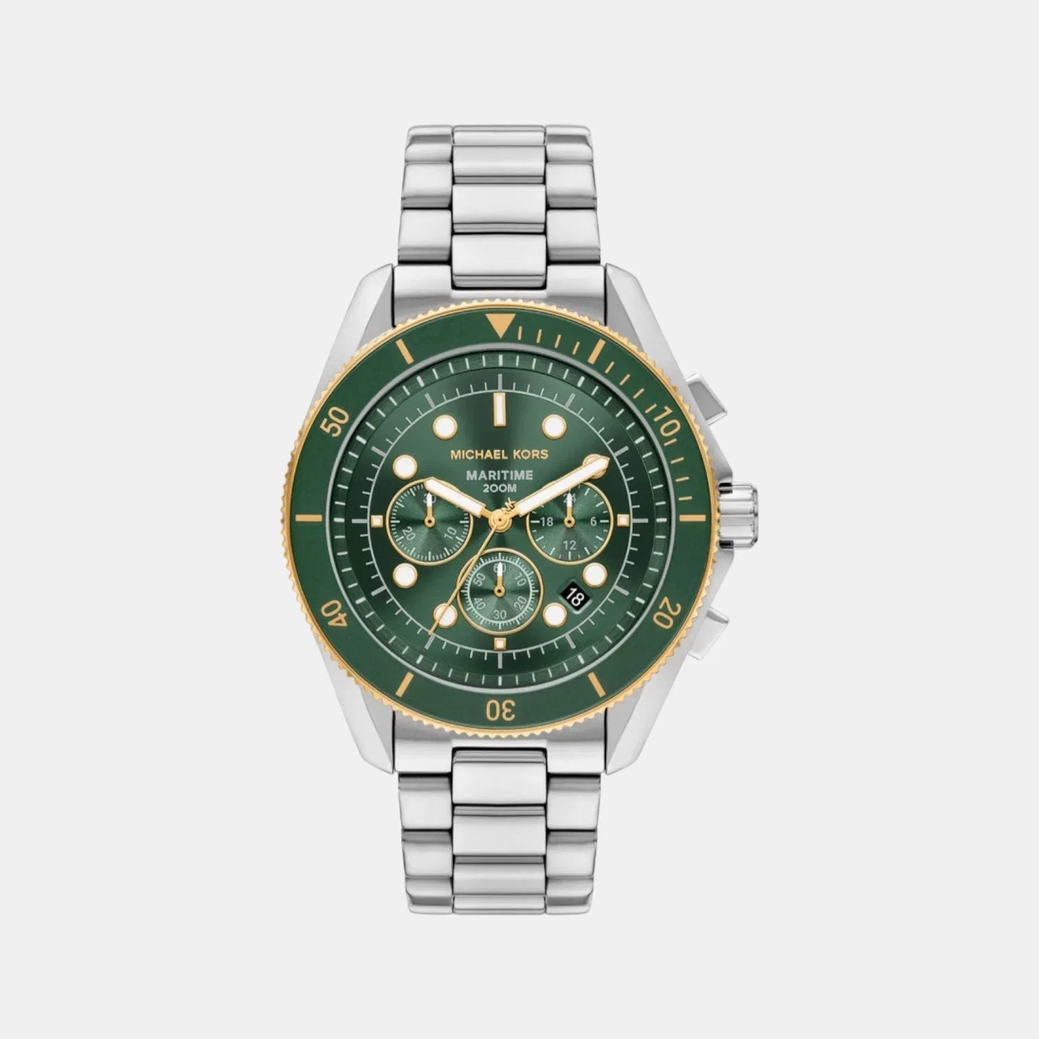 Michael Kors Maritime Men Quartz Green Dial Chronograph Stainless Steel Watch Mk9215