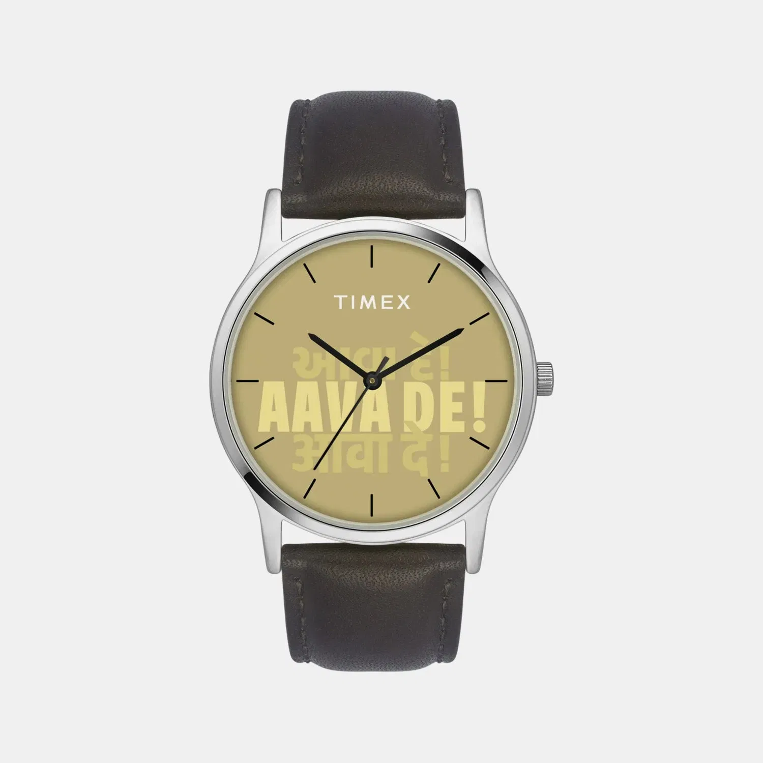 Timex Men Quartz Gold Dial Analog Leather Watch Tw00Zr562