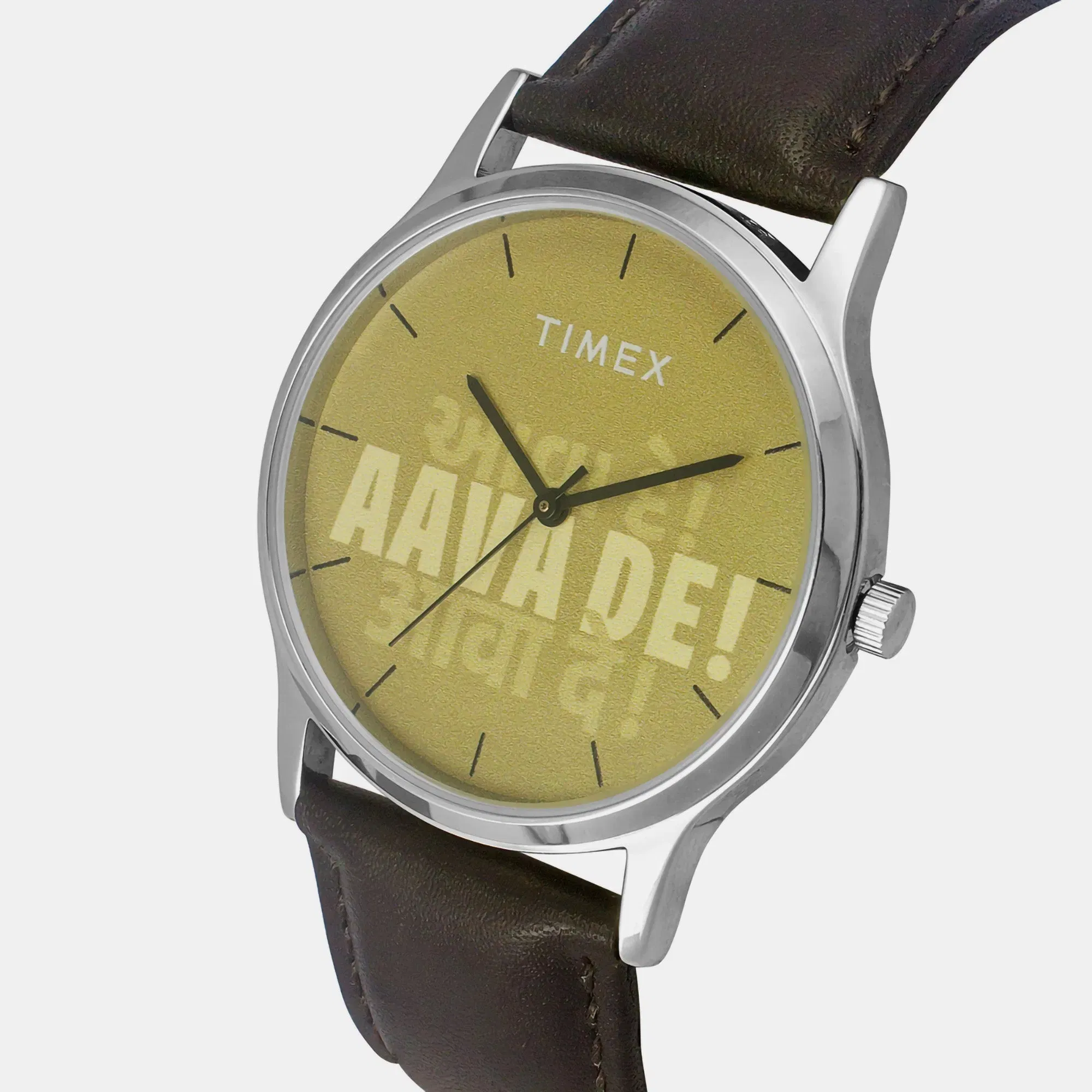 Timex Men Quartz Gold Dial Analog Leather Watch Tw00Zr562