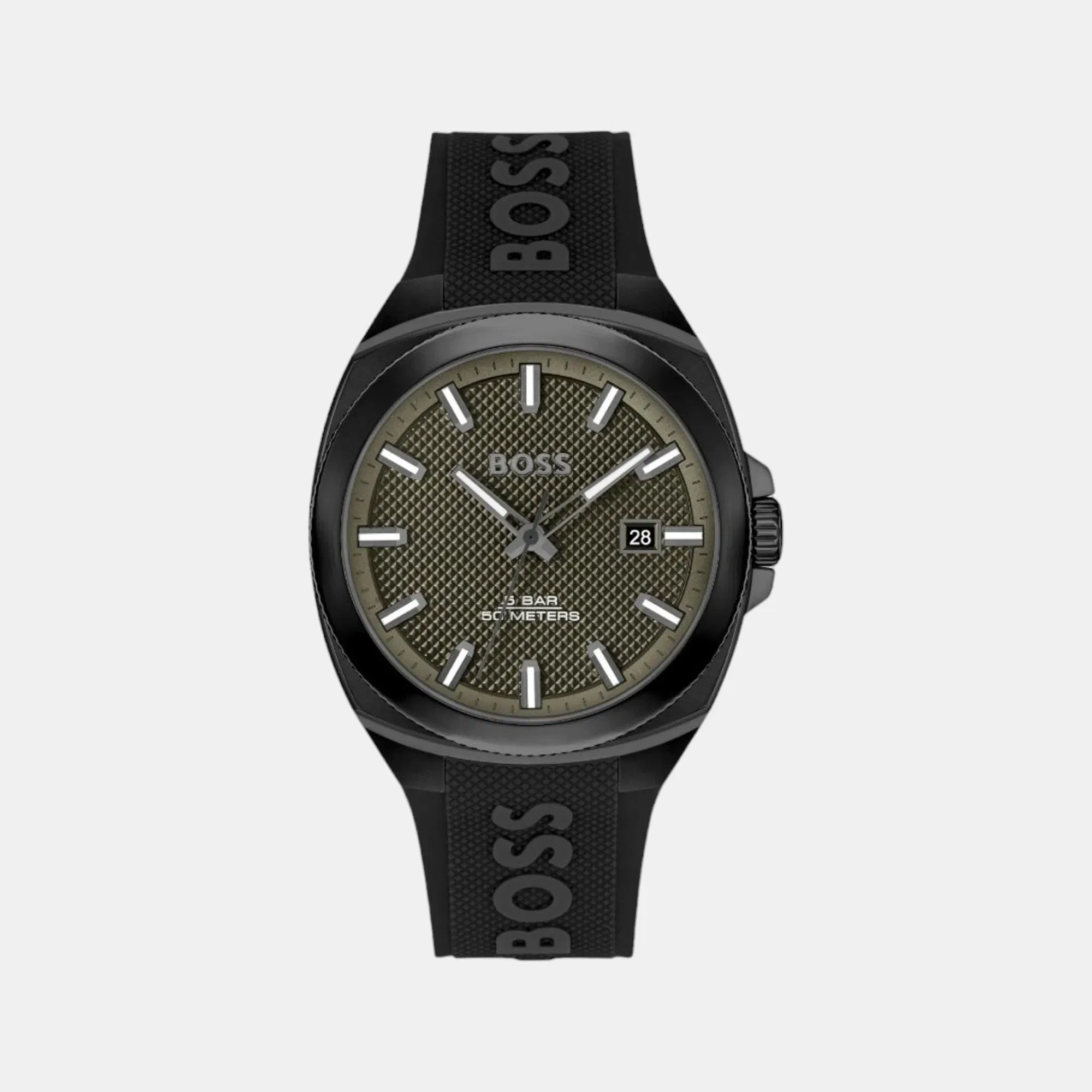 Boss Walker Men Quartz Green Dial Analog Silicone Watch 1514140