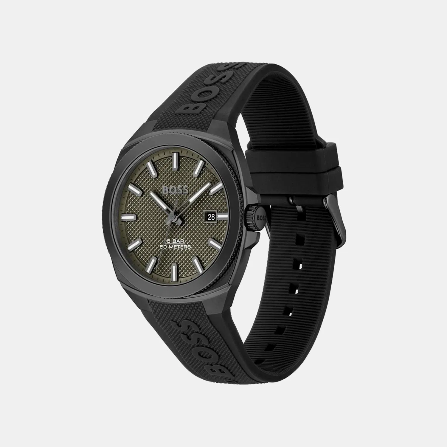 Boss Walker Men Quartz Green Dial Analog Silicone Watch 1514140