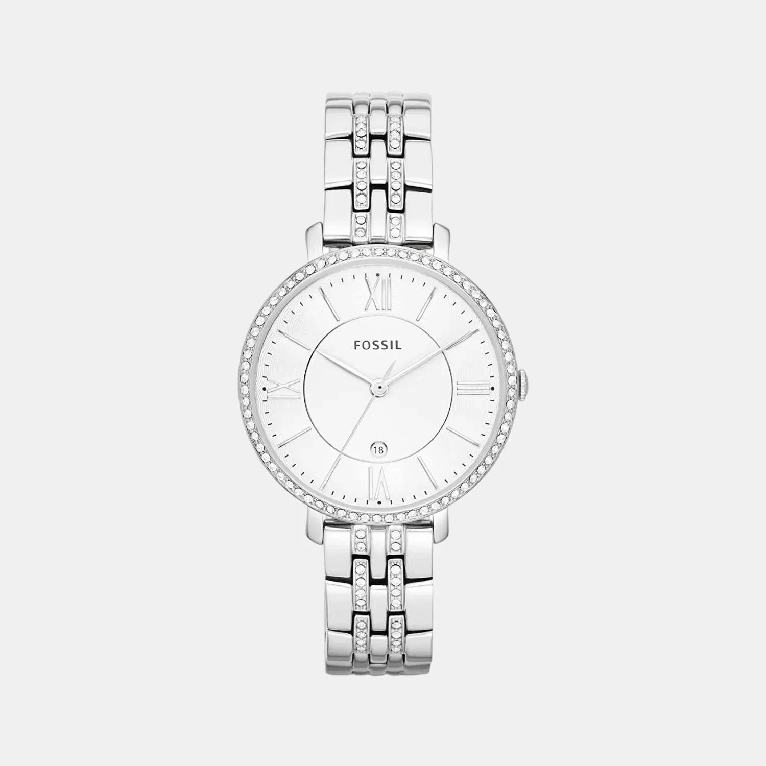 Fossil Jacqueline Women Quartz Silver Dial Analog Stainless Steel Watch Es3545
