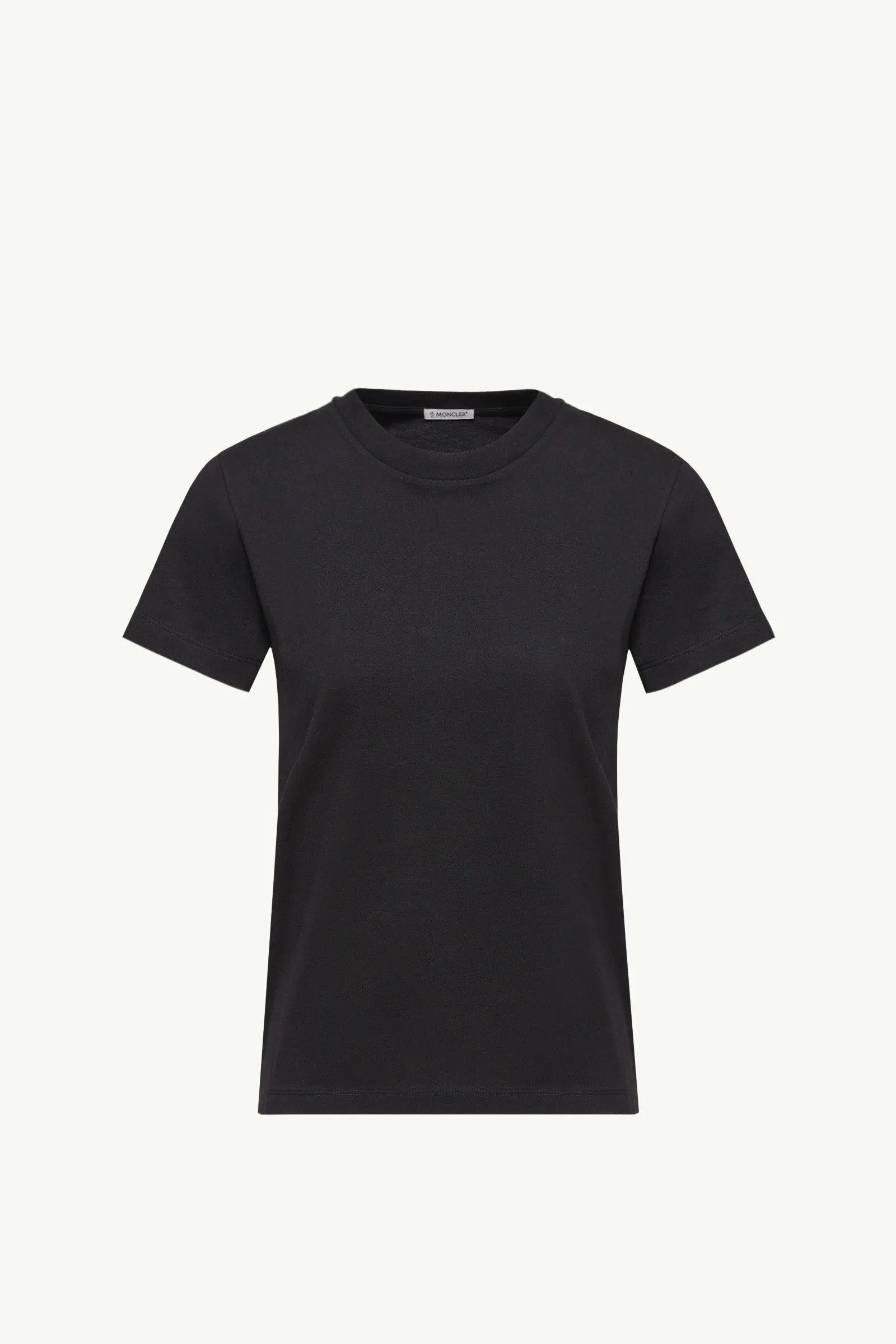 Moncler Embroidered Logo Cotton T-Shirt Black Black