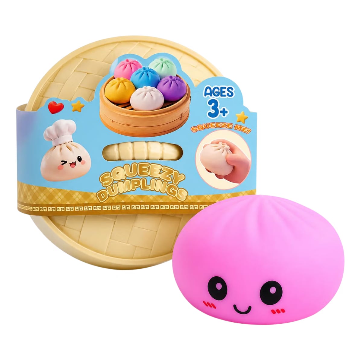Cute Dumpling Squishy Toy with Steamer Box