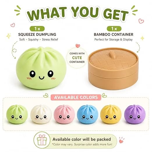 Cute Dumpling Squishy Toy with Steamer Box
