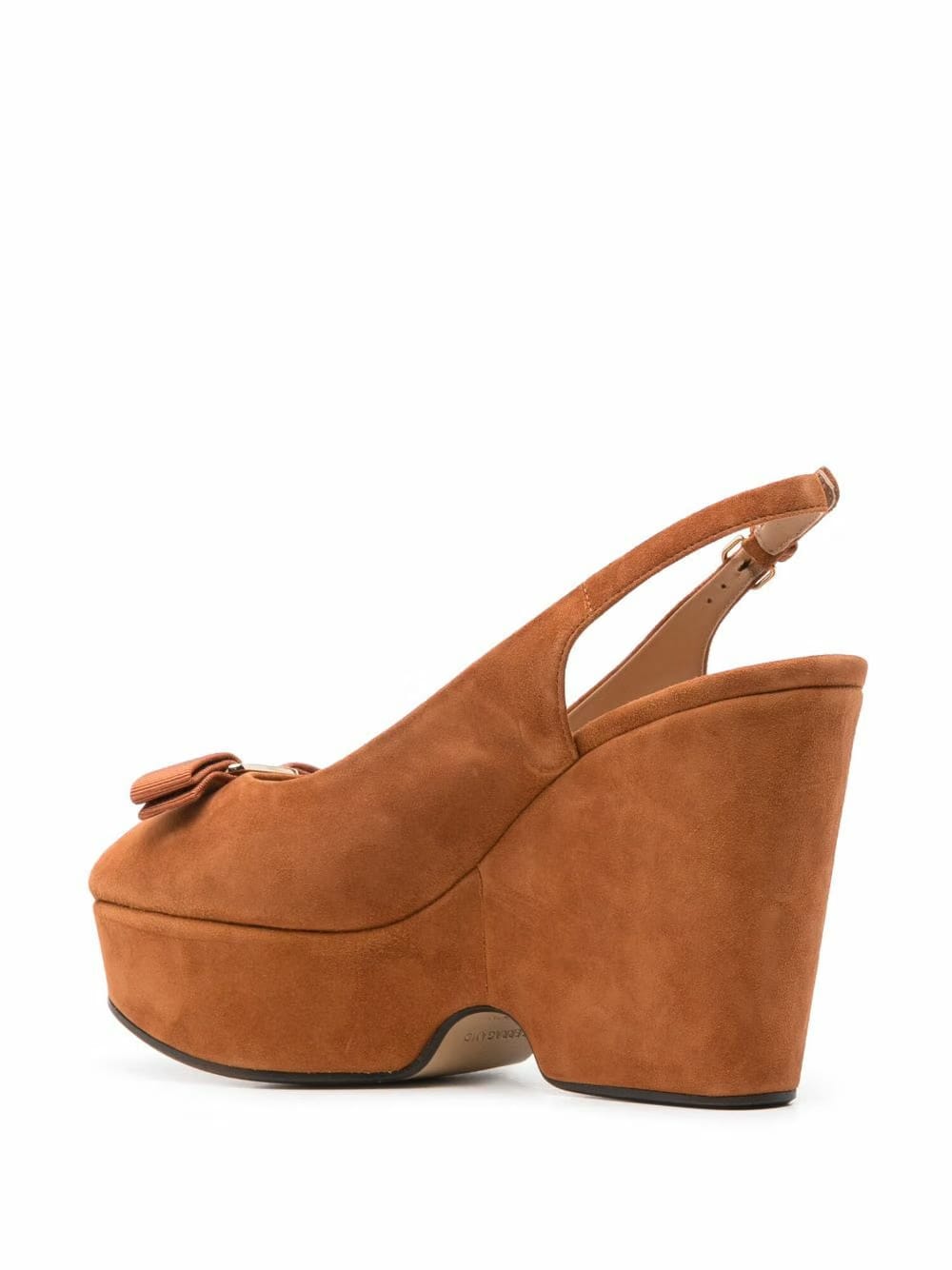 Ferragamo Brown Vara Suede Wedge Sandals