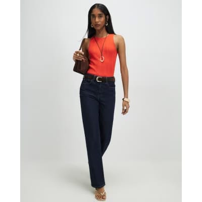 Red Ribbed Knitted Vest Top