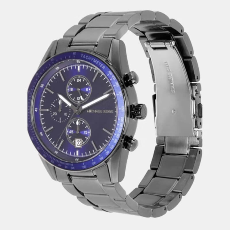 Michael Kors Warren Men Quartz Blue Dial Chronograph Stainless Steel Watch Mk9111