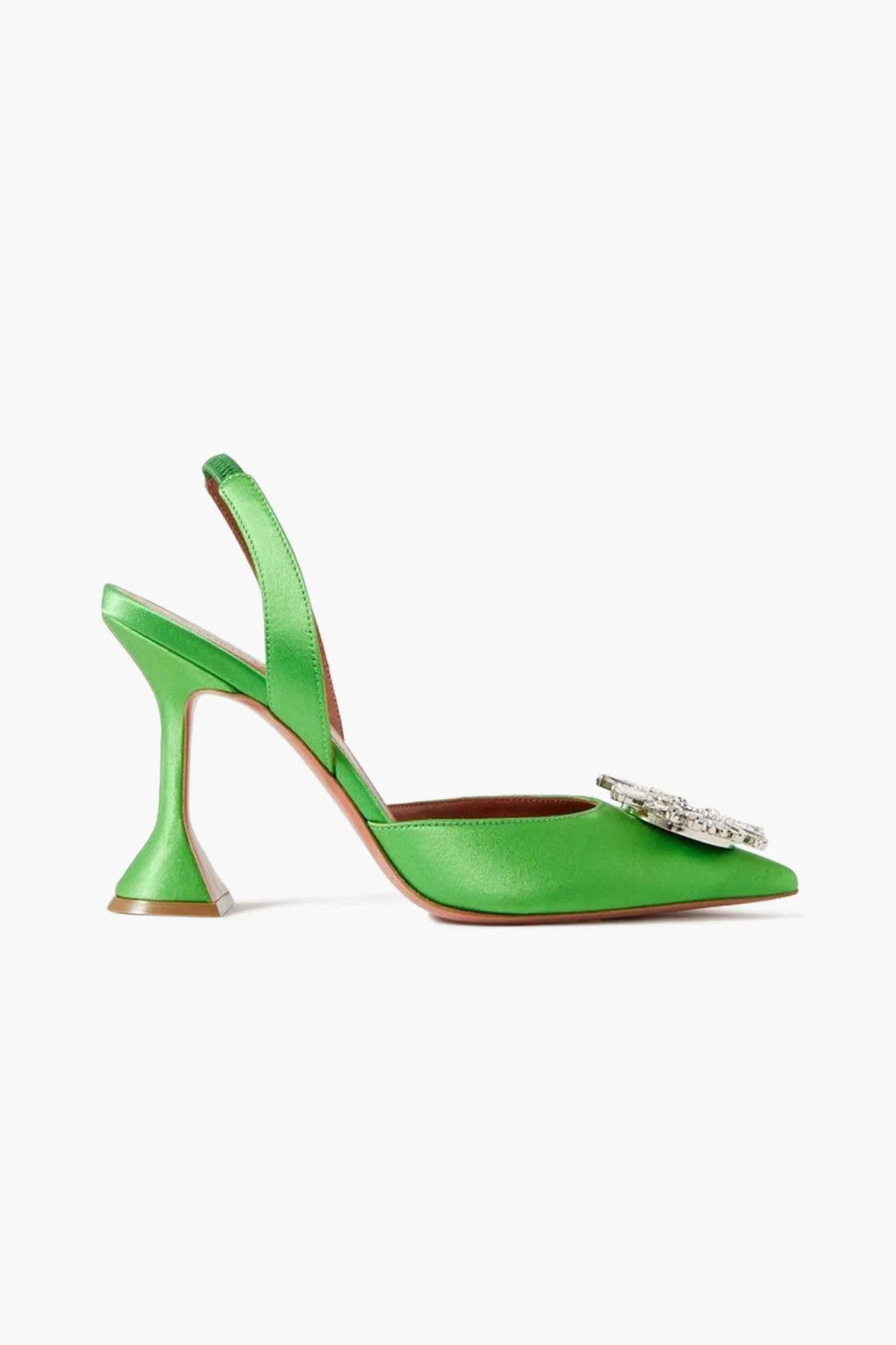 Amina Muaddi Begum 95 Crystal-Embellished Satin Slingback Pumps Green Women's