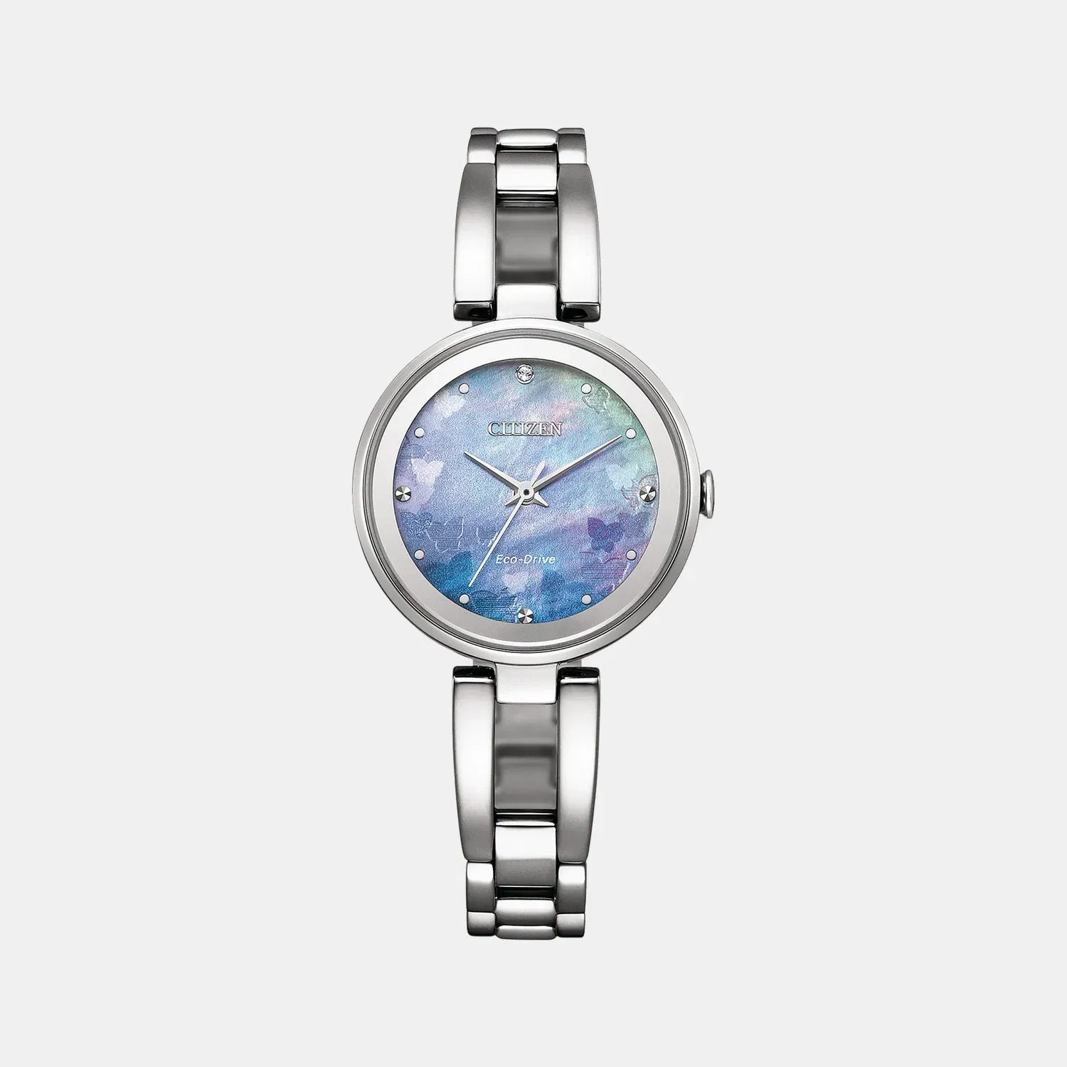 Citizen Eco-Drive Women Quartz Blue Dial Analog Stainless Steel Watch Em0801-85N