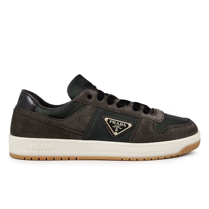 PRADA Downtown Delavé Suede Trainers 'Gey/Beige'