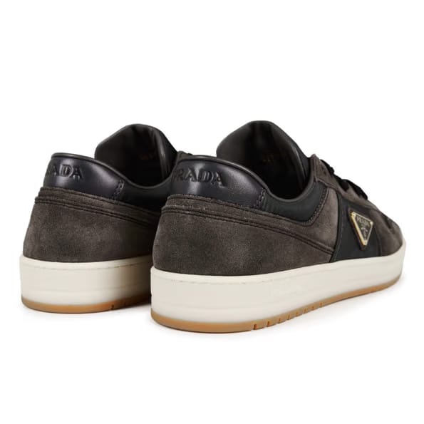 PRADA Downtown Delavé Suede Trainers 'Gey/Beige'