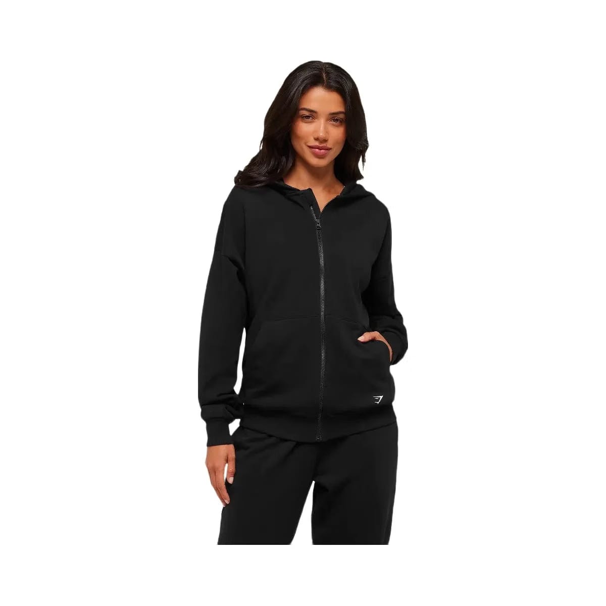 Gymshark Embroidered Zip Up Hoodie - Black