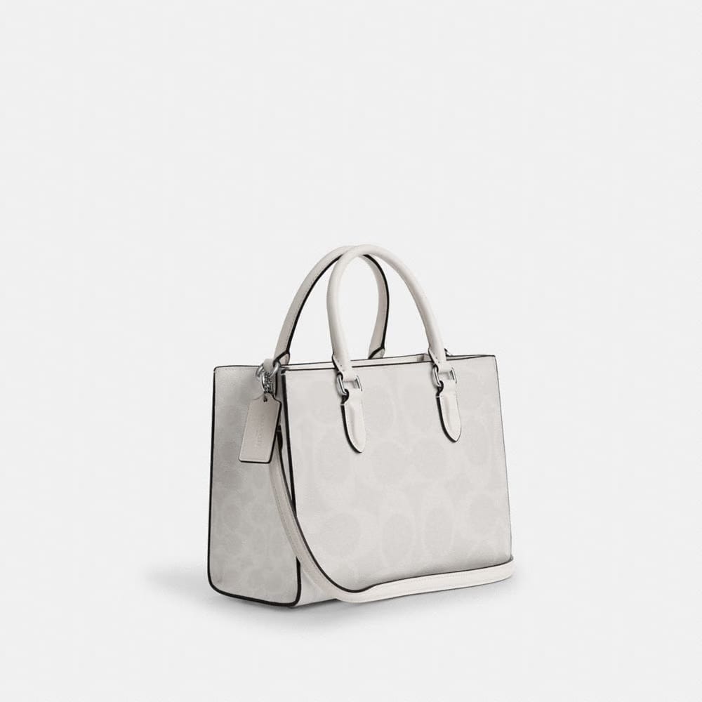 Coach Maggie Small Tote Bag In Signature Canvas Silver White Chalk
