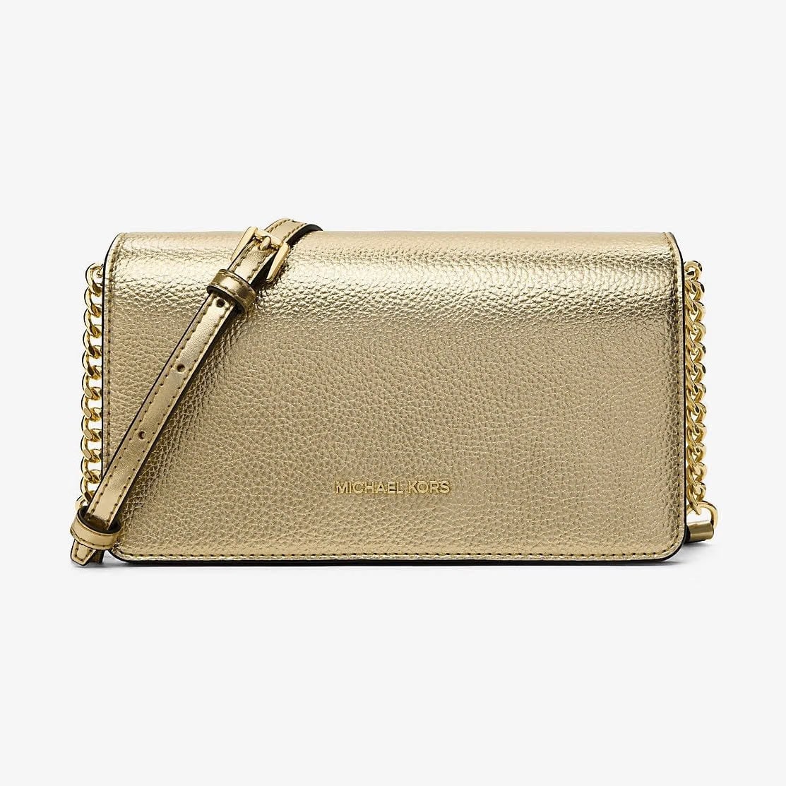 Michael Kors Jet Set Travel Medium Metallic Crossbody Bag Pale Gold