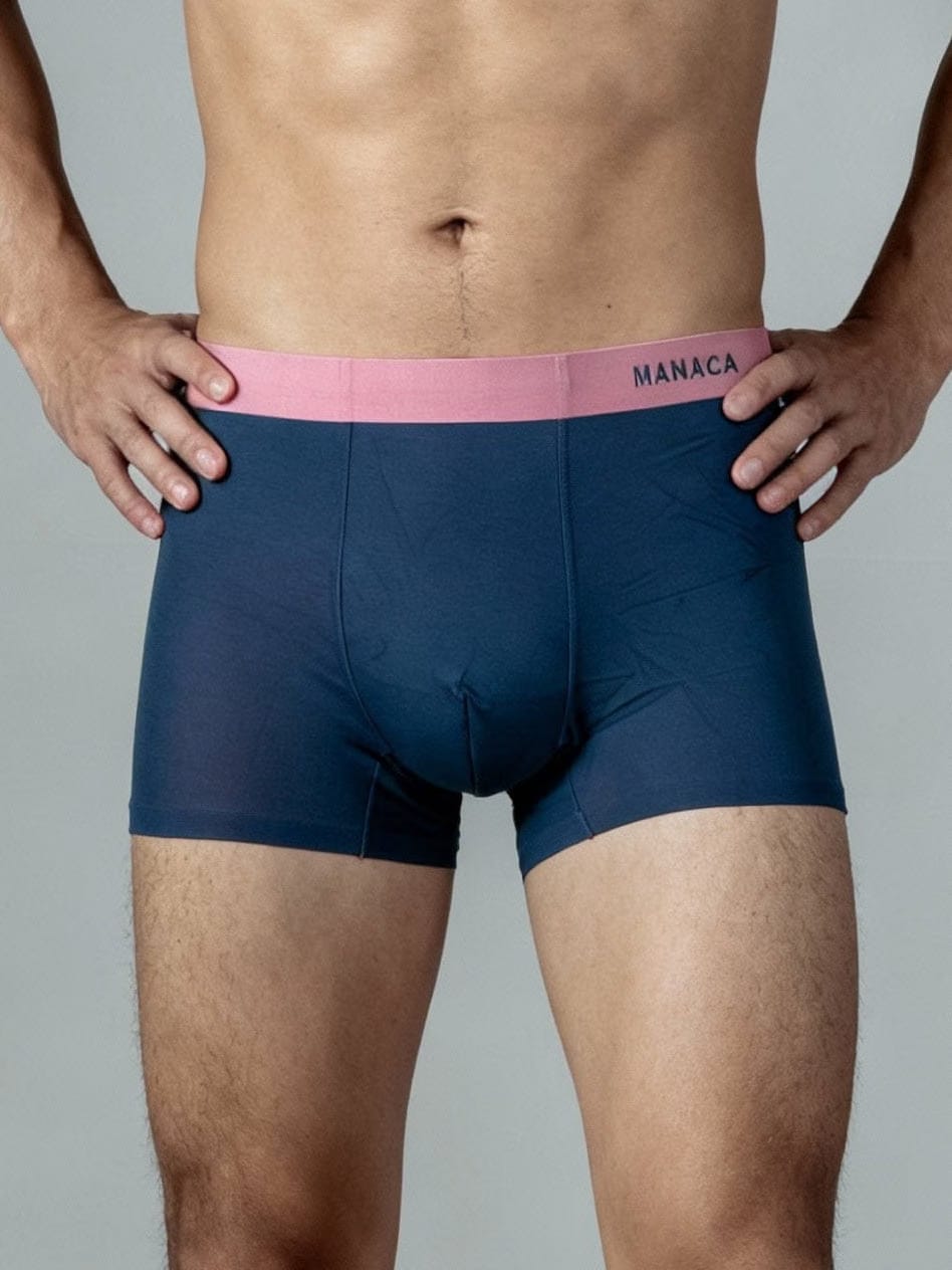 Men Pink Blue Solid Luxury Elastic Trunk by Manaca