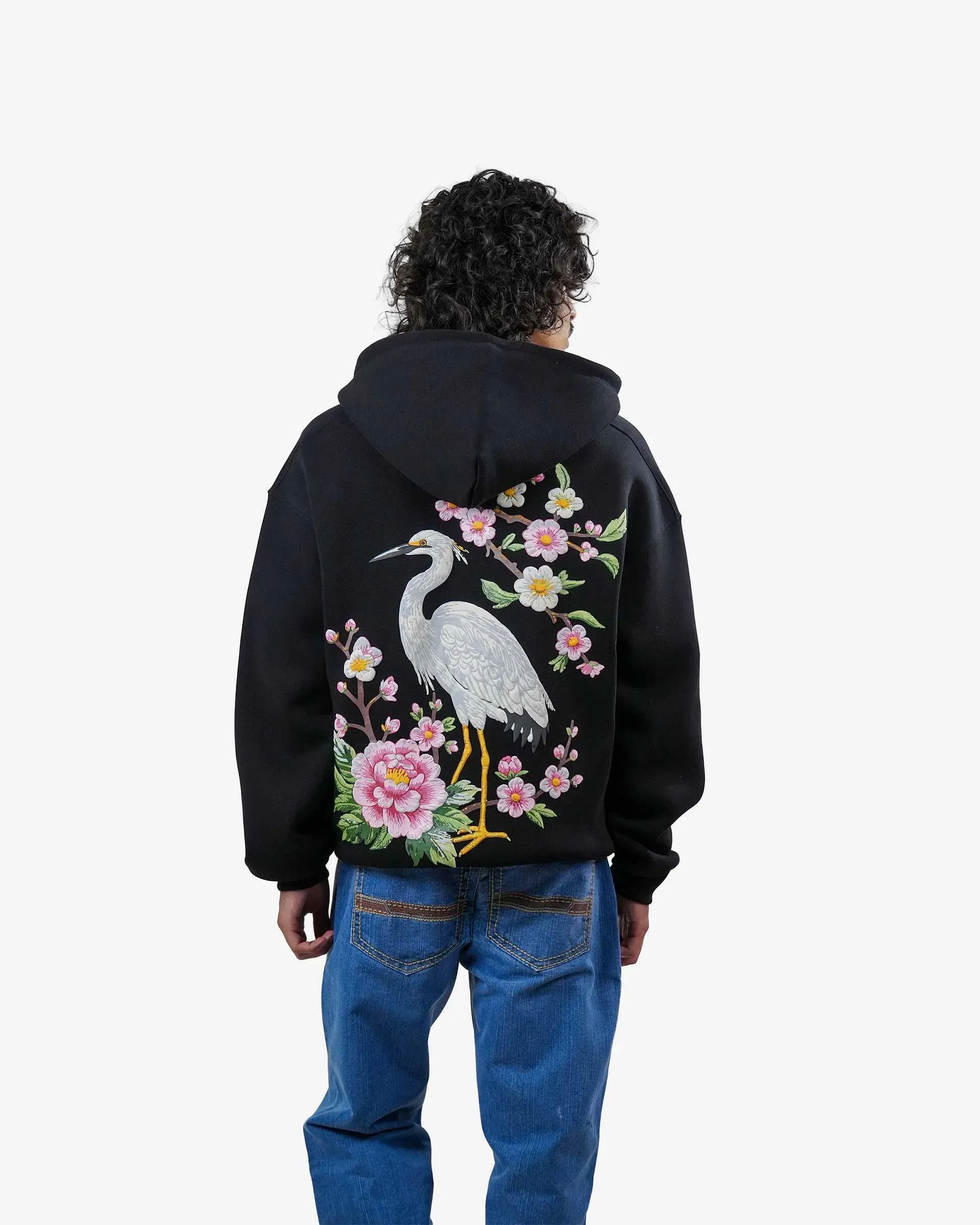 Bloomed - Black Oversized Zipper Hoodie