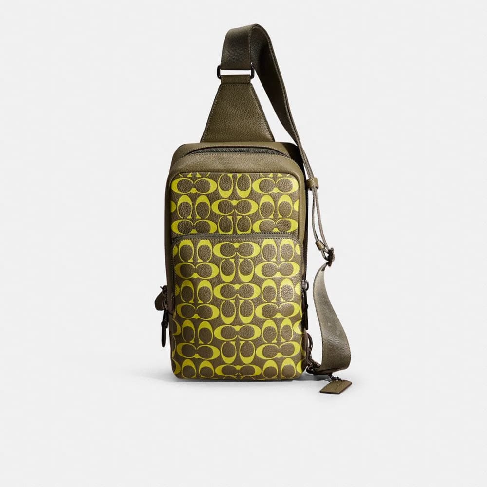 Coach Restored Gotham Pack In Signature Leather Army Green Key Lime