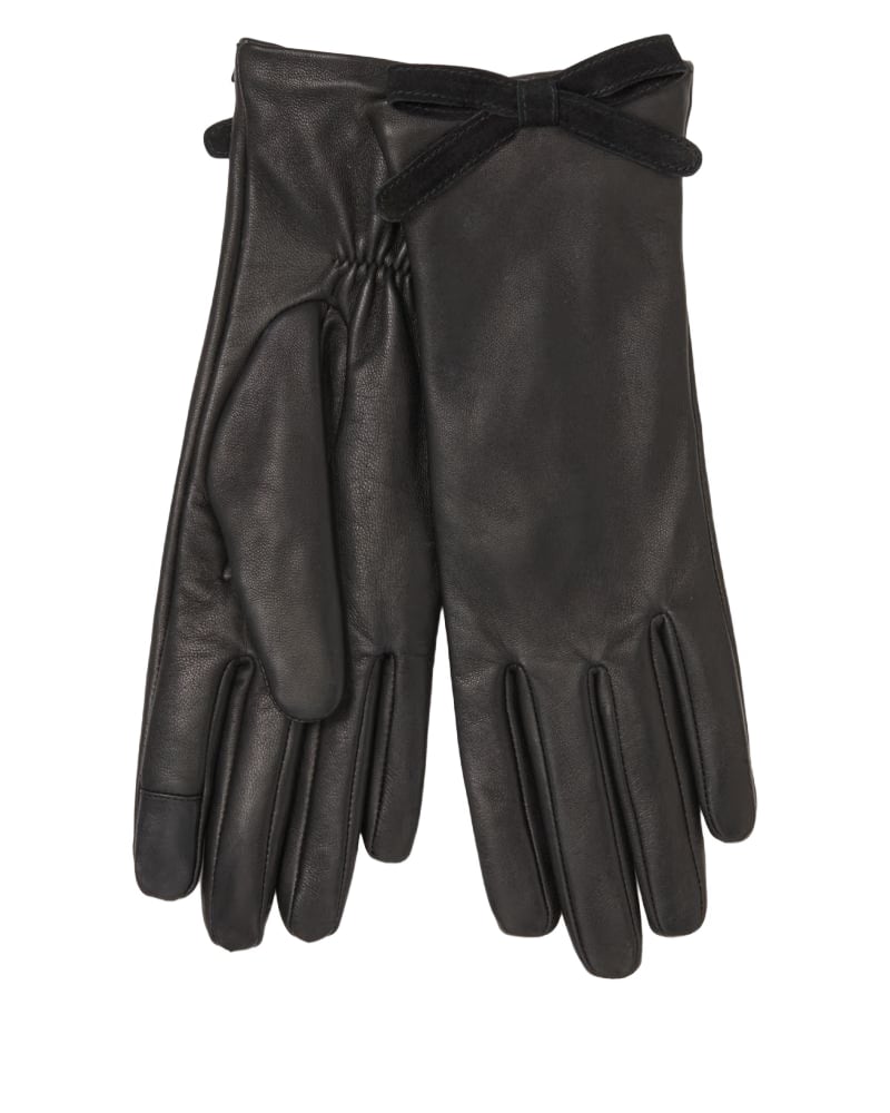 Embellished Bow Leather Gloves