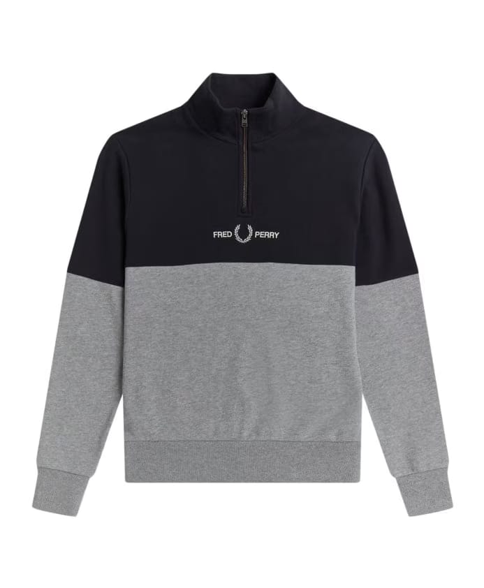 Fred Perry Color Block Half Zip Sweatshirt