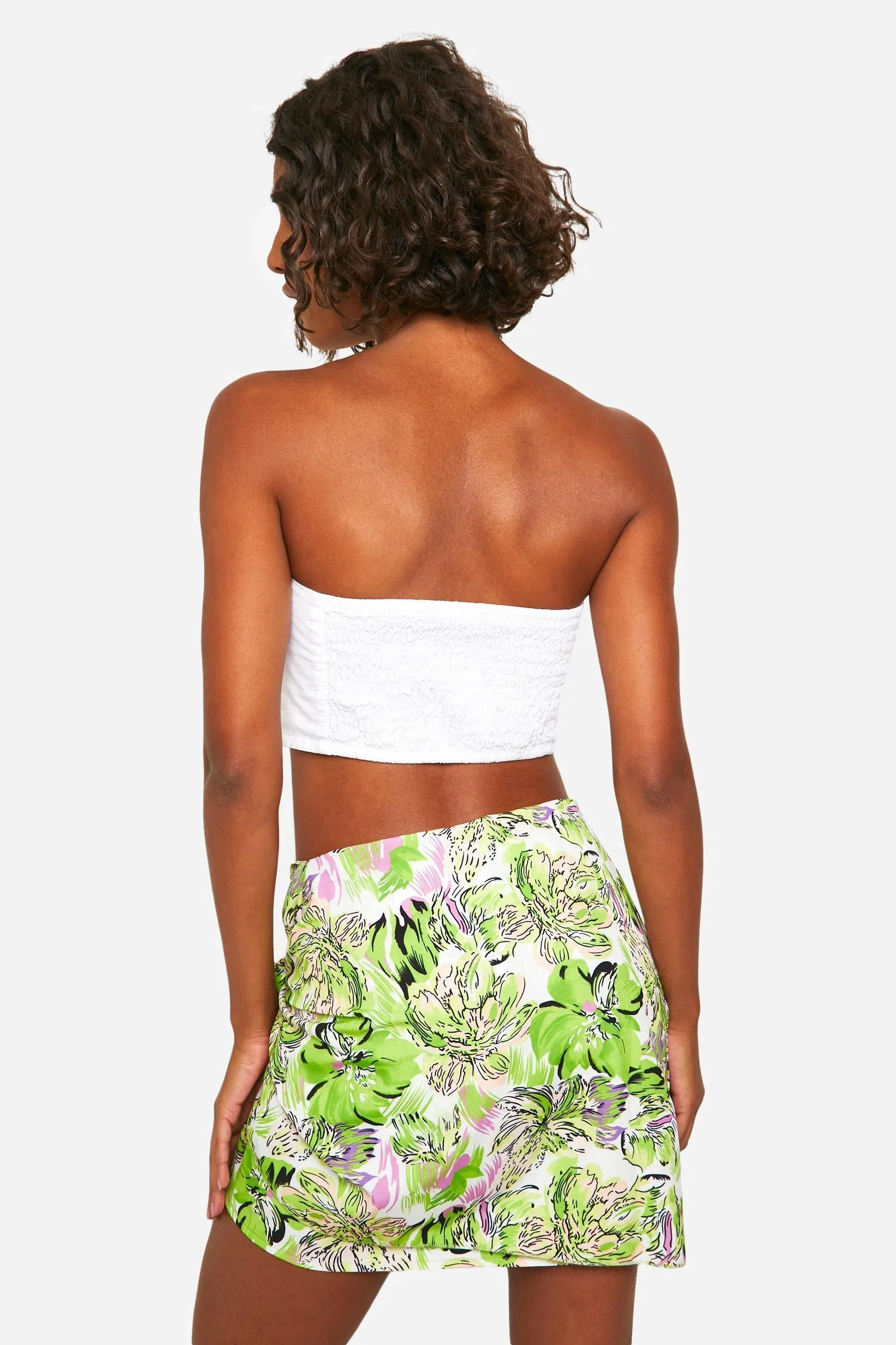 Tall Woven Floral Print Tie Mini Skirt